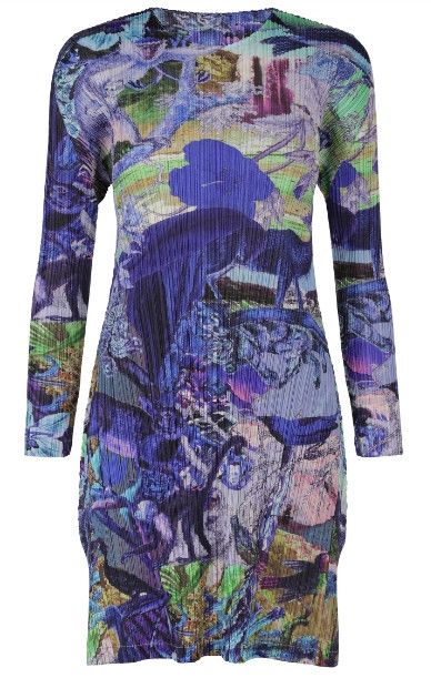 Issey Miyake Issey Miyake size:3 Blue patterned pleated dress Size XS / US 0-2 / IT 36-38 - 1 Thumbnail