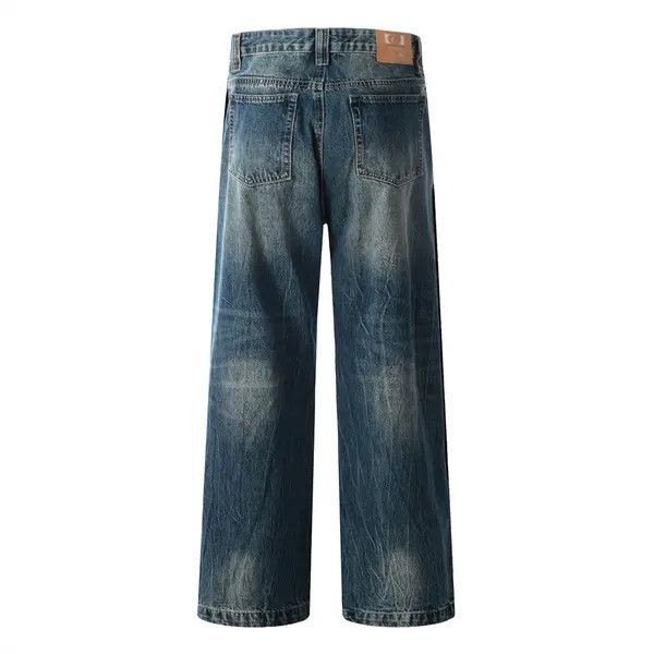 VIBE Men's street punk distressed washed loose wide-leg jeans Size US 32 / EU 48 - 3 Thumbnail