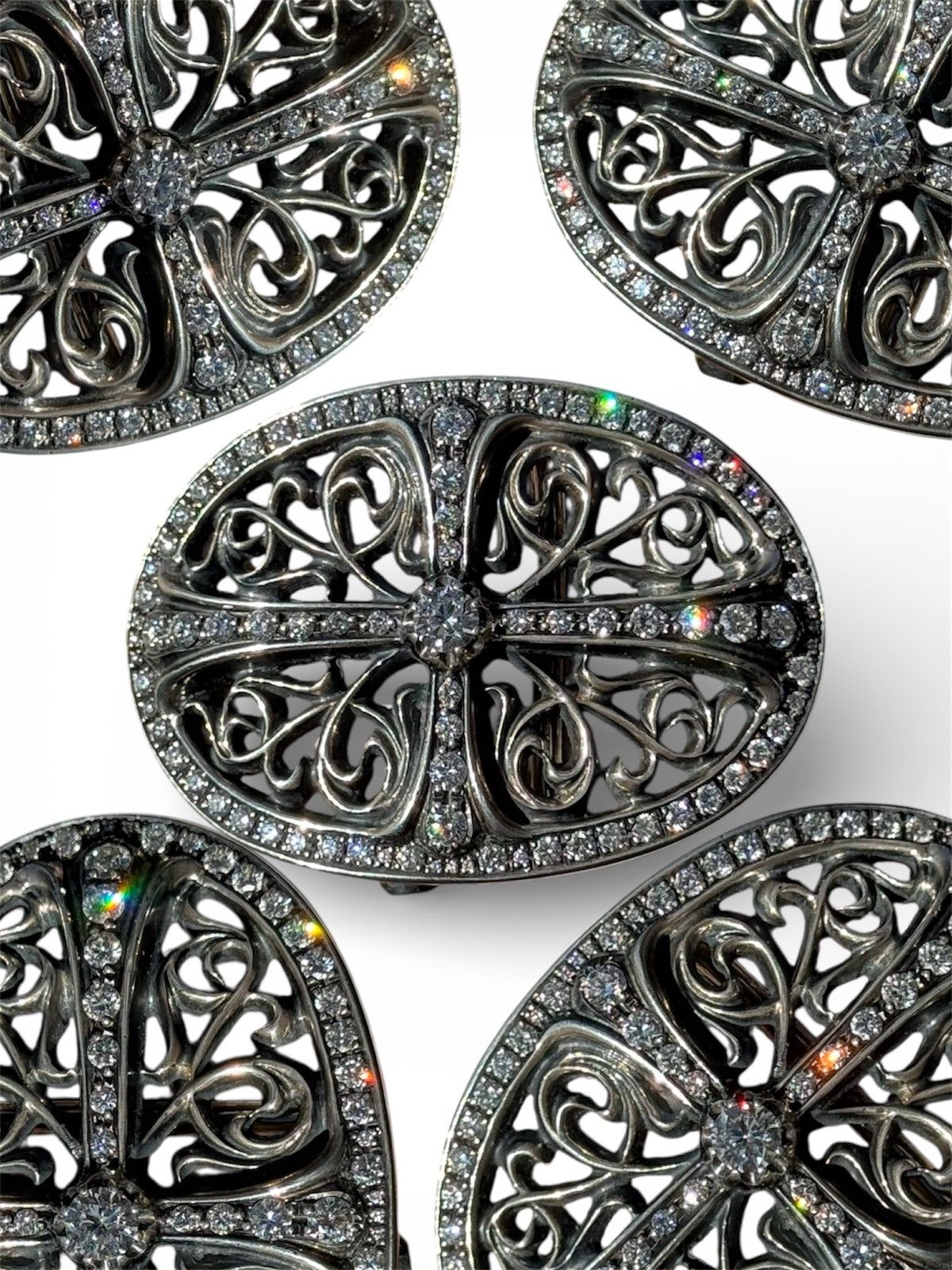 Chrome Hearts Chrome Hearts Pave Diamond Sterling Silver Oval Belt Buckle Size ONE SIZE - 2 Thumbnail