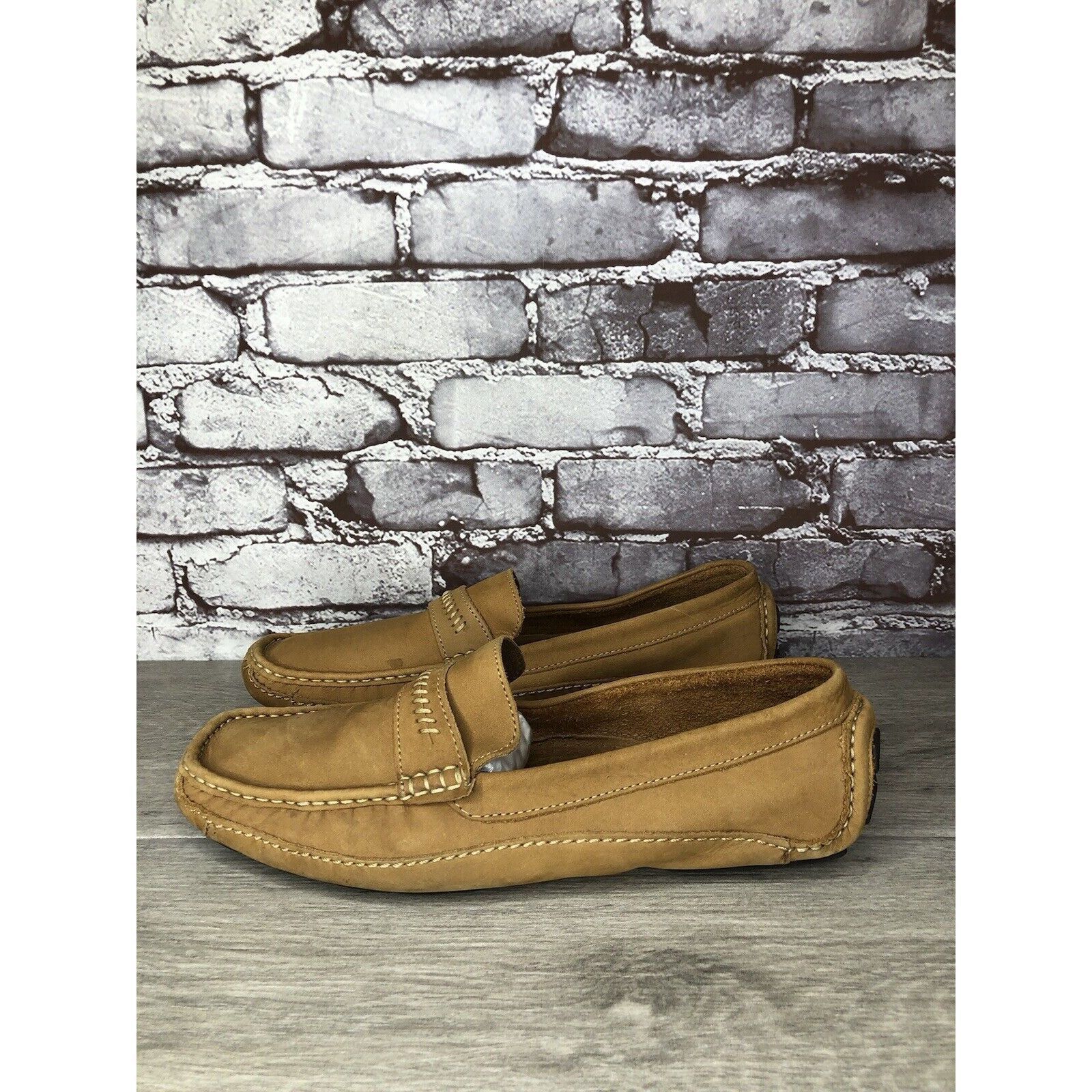 Clarks Clarks England Tan Nubuck Leather Slip On Driving Loafers Sh Size US 11 / EU 44 - 12 Thumbnail