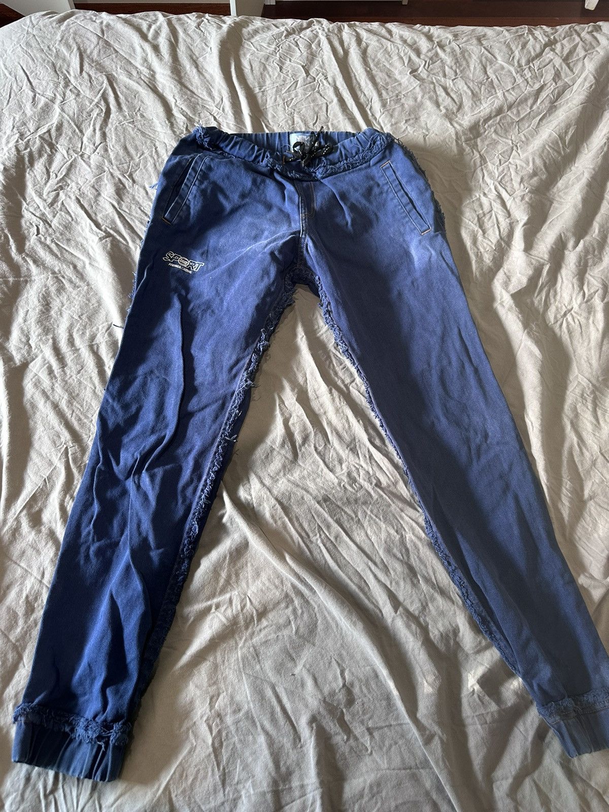 Blue denim jogger pants