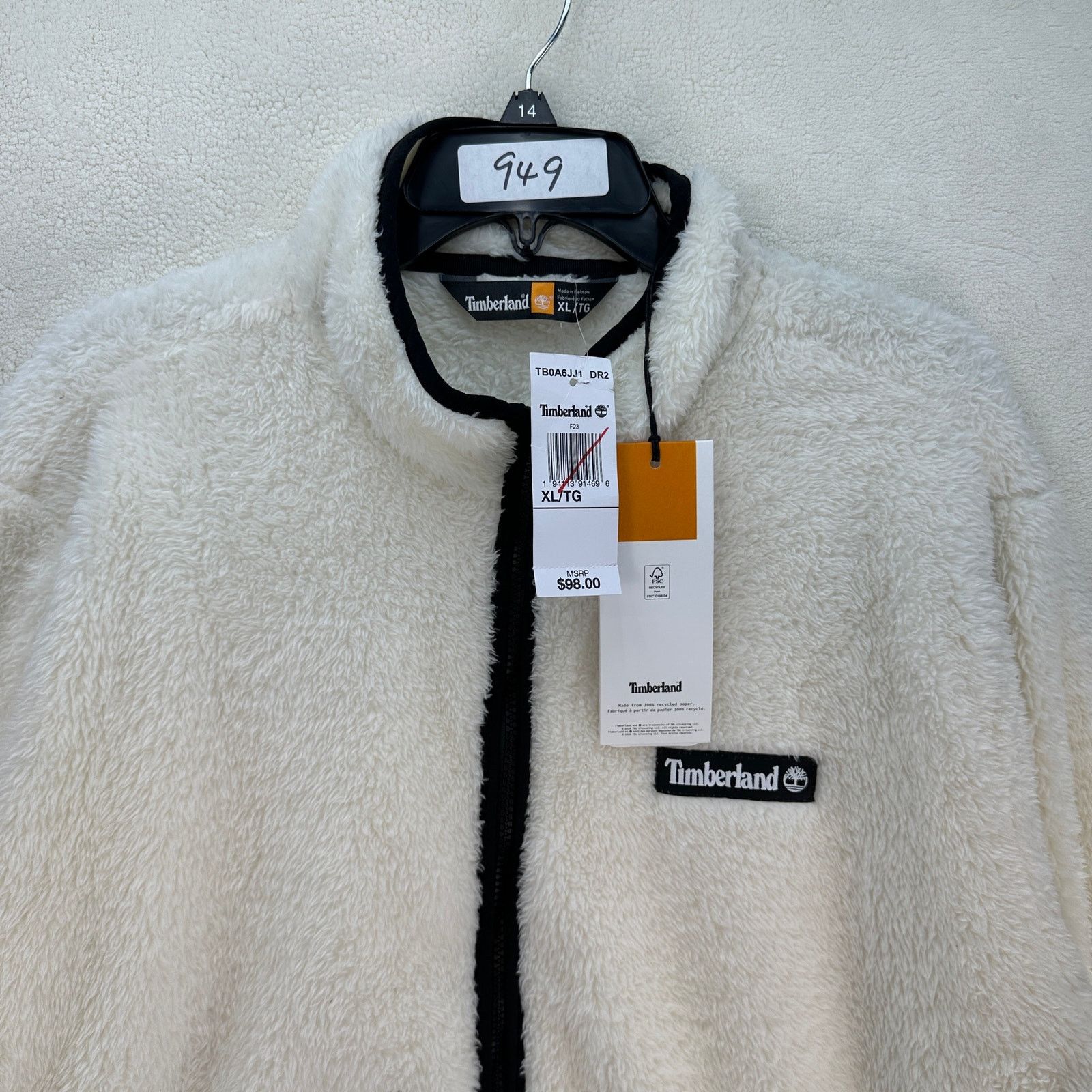 Timberland TIMBERLAND XL MEN'S WHITE SHERPA FLEECE CARGO JACKET Size US XL / EU 56 / 4 - 2 Thumbnail