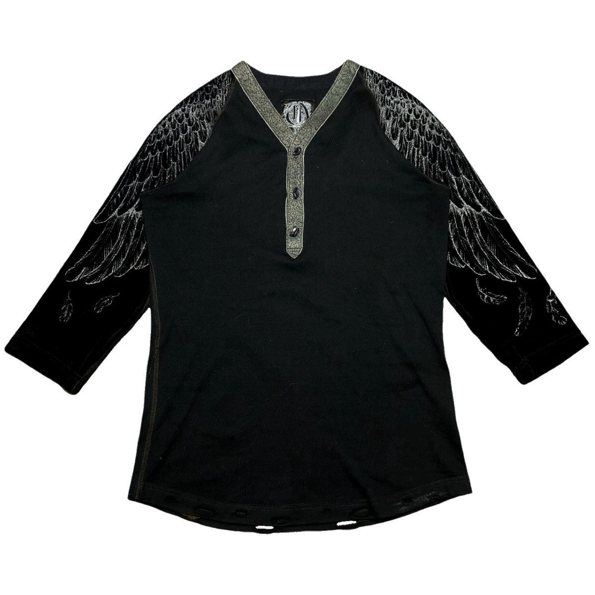 Obelisk Distressed Angel Wings Henley Size US S / EU 44-46 / 1 - 1 Thumbnail