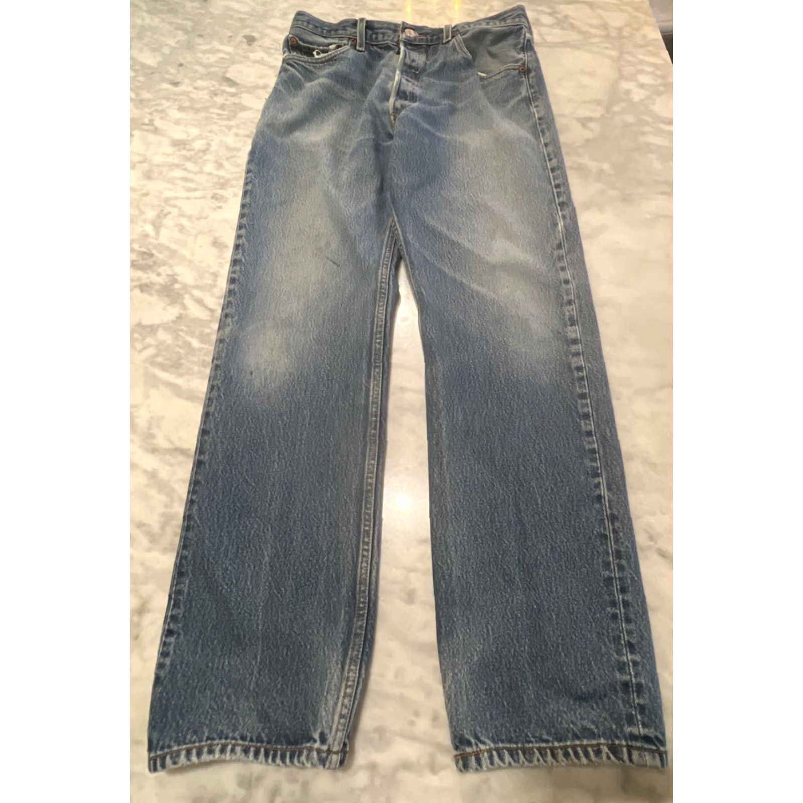 Levi's Levi’s 501 XX Jeans Men Blue 32x30 Regular Denim Cotton 5-Pocket USA 90s Straight Mexico Frayed Stains Size US 32 / EU 48 - 2 Thumbnail