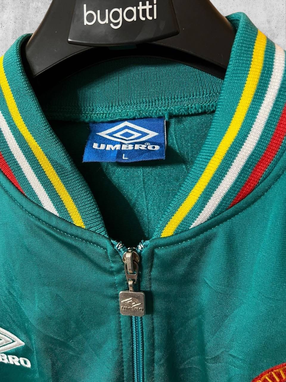 Umbro Umbro Brasil soccer KualaLumpur varsity bomber jacket vntg Size US L / EU 52-54 / 3 - 6 Thumbnail