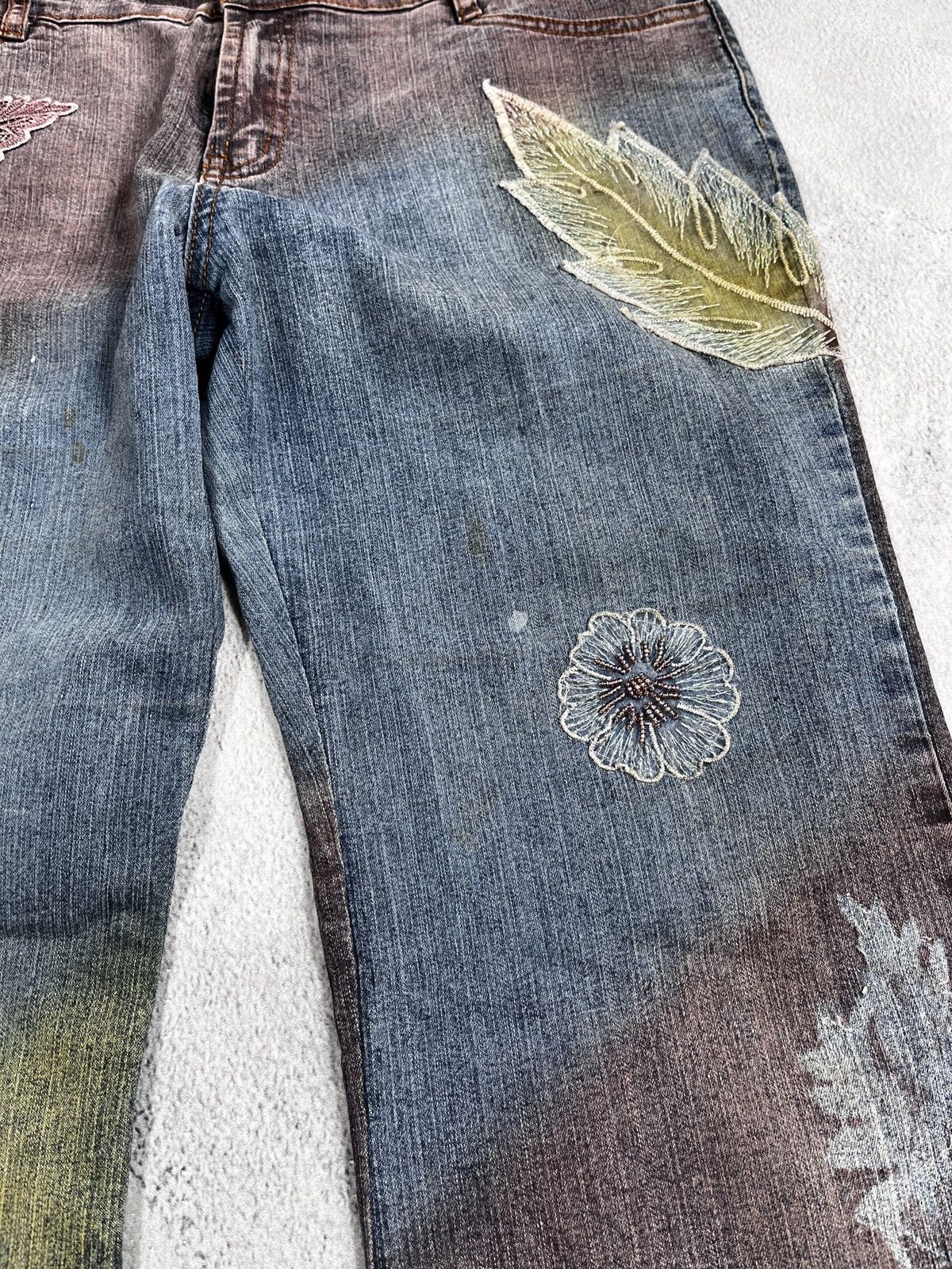 Japanese Brand × Vintage VintageY2K Flared low rise patchwork faded bootcut jeans Size 29" - 6 Thumbnail