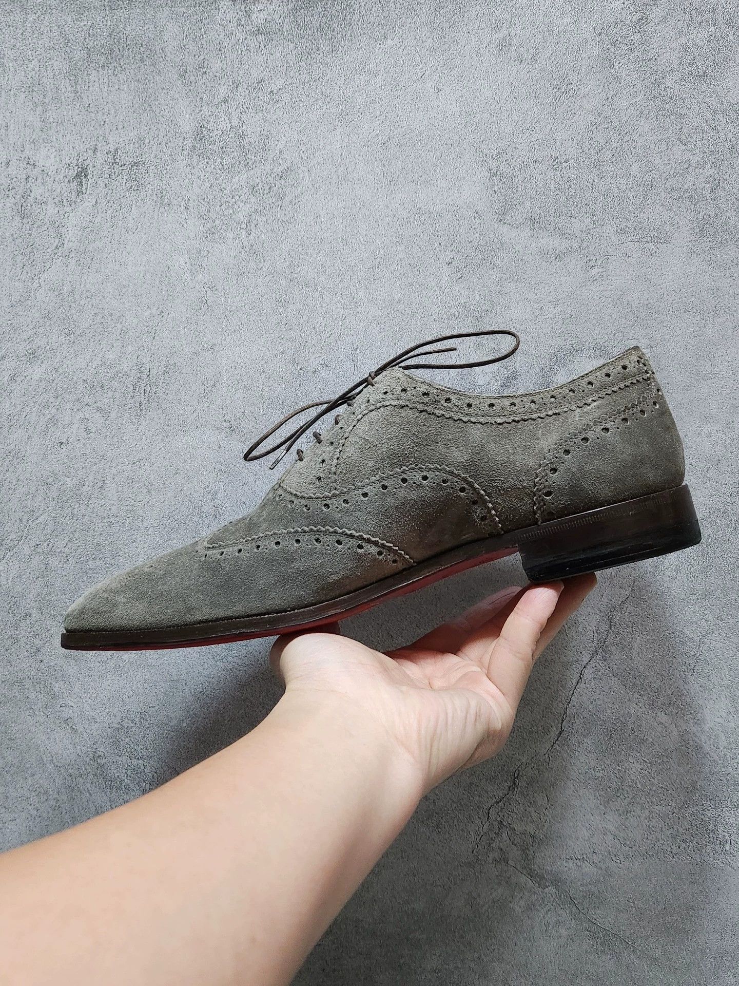 Christian Louboutin Christian Louboutin grey calfskin suedecasual with red sole Size US 9.5 / EU 42-43 - 7 Thumbnail