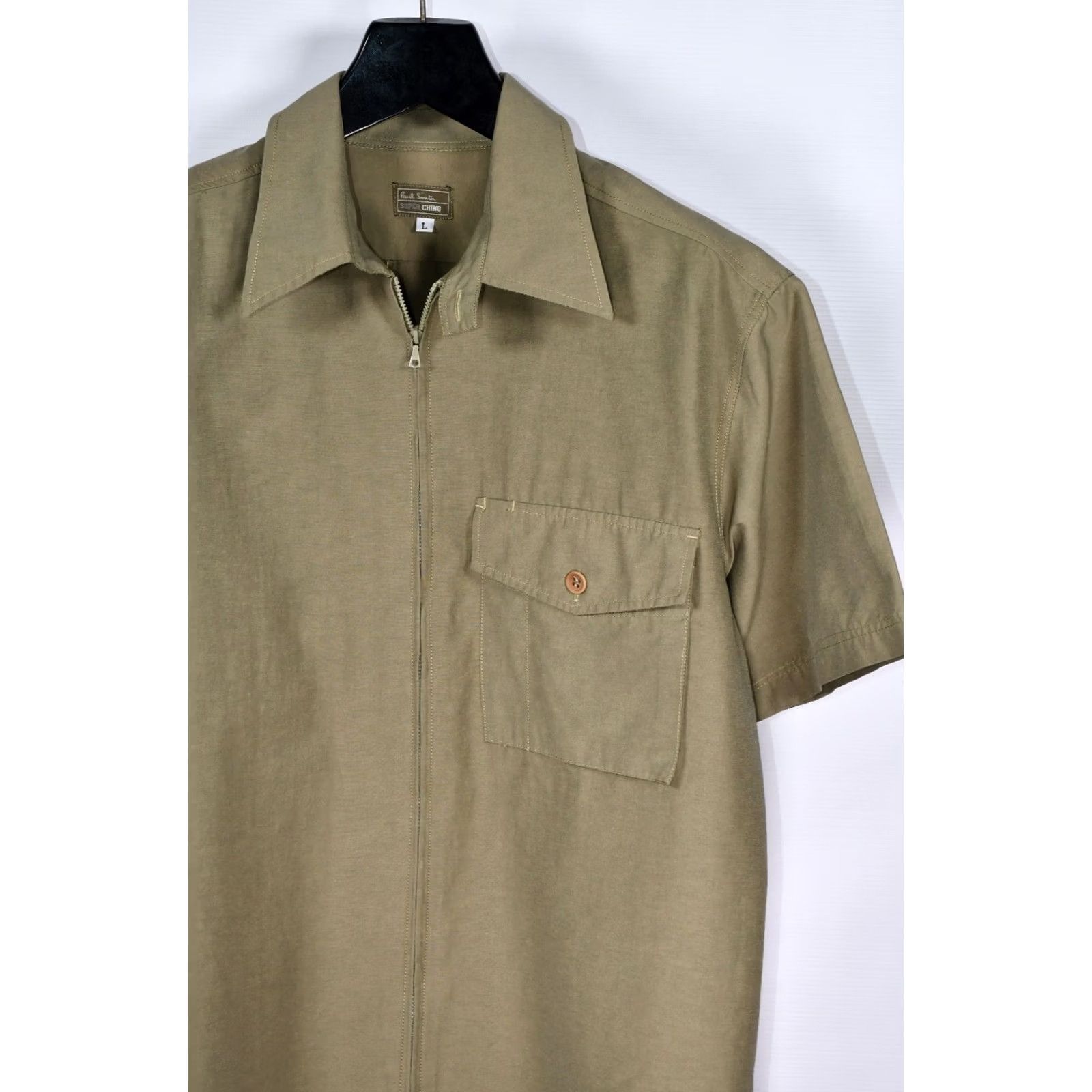 Paul Smith PAUL SMITH Shirt L Khaki 90's Vintage Short Sleeve Button-Up Men Regular Size L Chest 58cm Back Length 73cm Collar 43cm Cotton Nylon Solid Casual Size US L / EU 52-54 / 3 - 5 Thumbnail