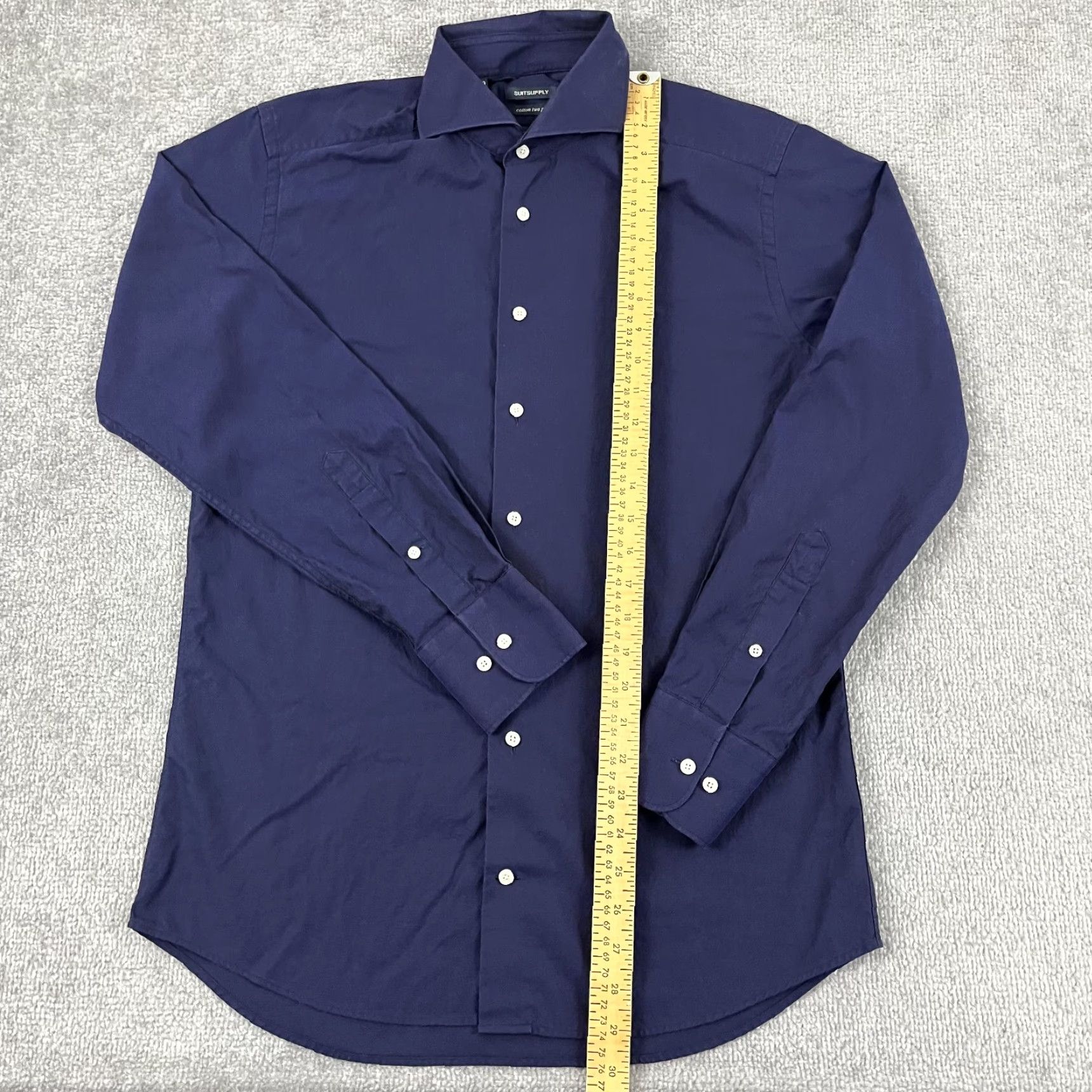 Suitsupply Suitsupply Shirt Mens Size 39 15.5 Blue Two-Ply Cotton Button Up Cutaway Dress Shirt Size 40R - 3 Thumbnail