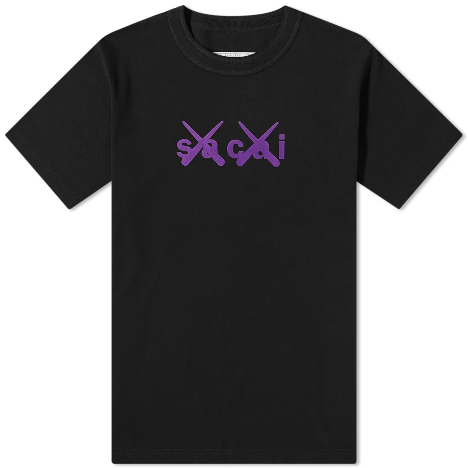 Sacai KAWS x Sacai Embroidery T-shirt Black | Grailed