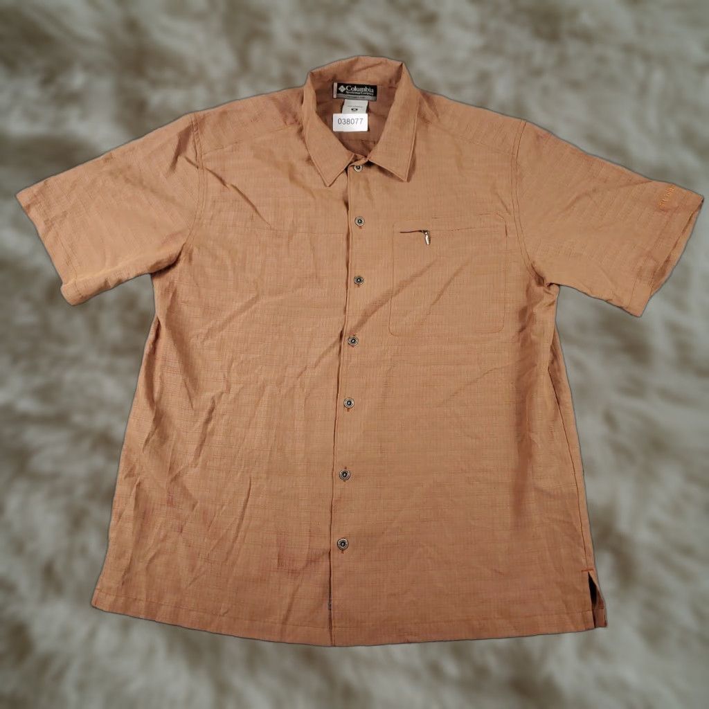 Vintage Columbia Shirt Mens Medium Beige Plaid Button-Up Short Sleeve Collared Pocket Formal Casual Travel Workwear Size US M / EU 48-50 / 2 - 1 Thumbnail