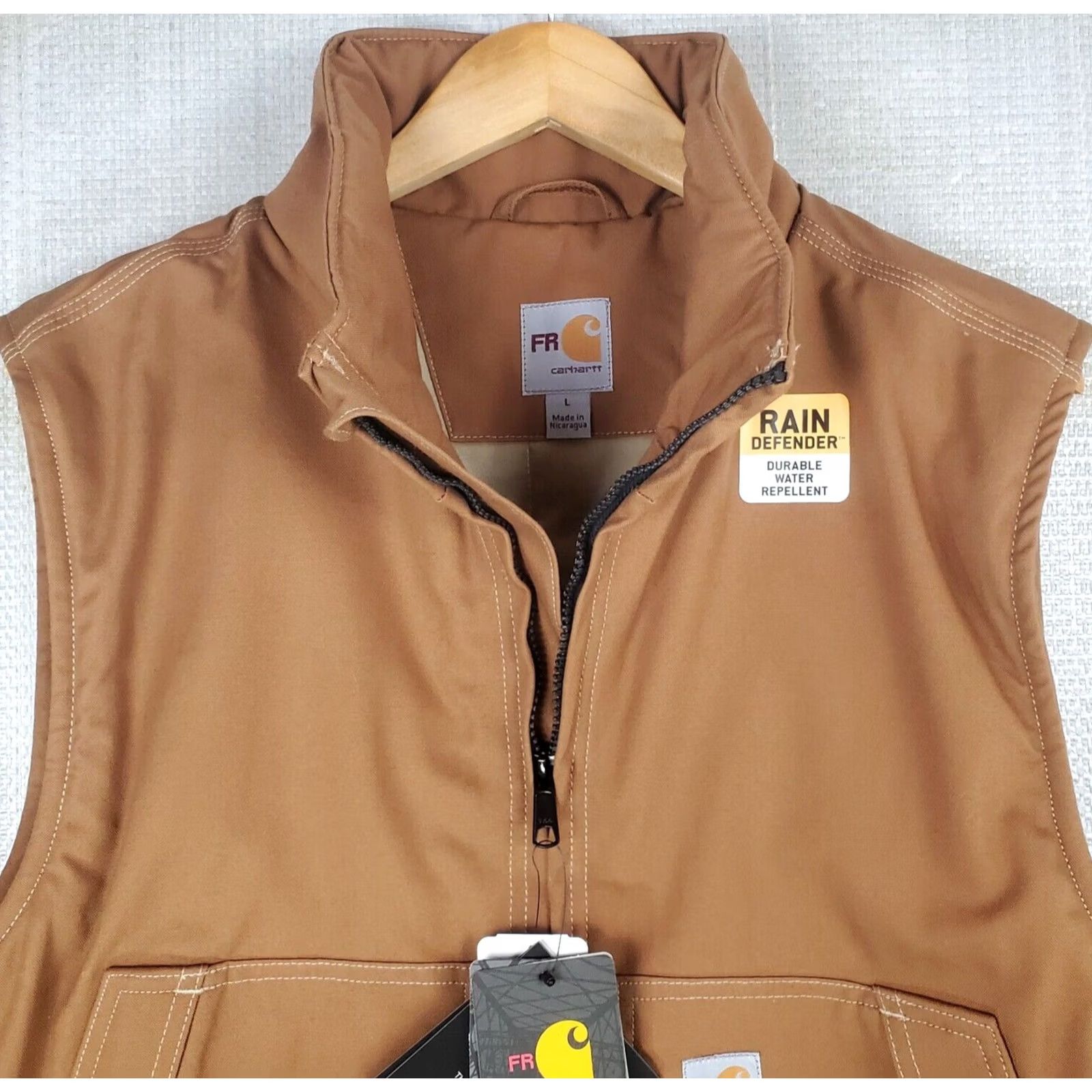 Carhartt Carhartt Vest Mens FR Flame Resistant Full Zip Quick Duck Canvas Rain Defender Insulated 3M Thinsulate L Beige Sandstone Khaki Size L Size US L / EU 52-54 / 3 - 2 Thumbnail