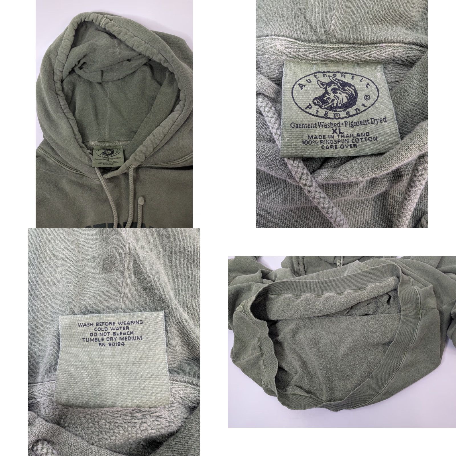 Vintage VINTAGE Authentic Pigment Hoodie Mens XL Green Water Dragon Beloit Wisconsin Pullover Hooded Pockets Ring Spun Logo Size US XL / EU 56 / 4 - 8 Thumbnail