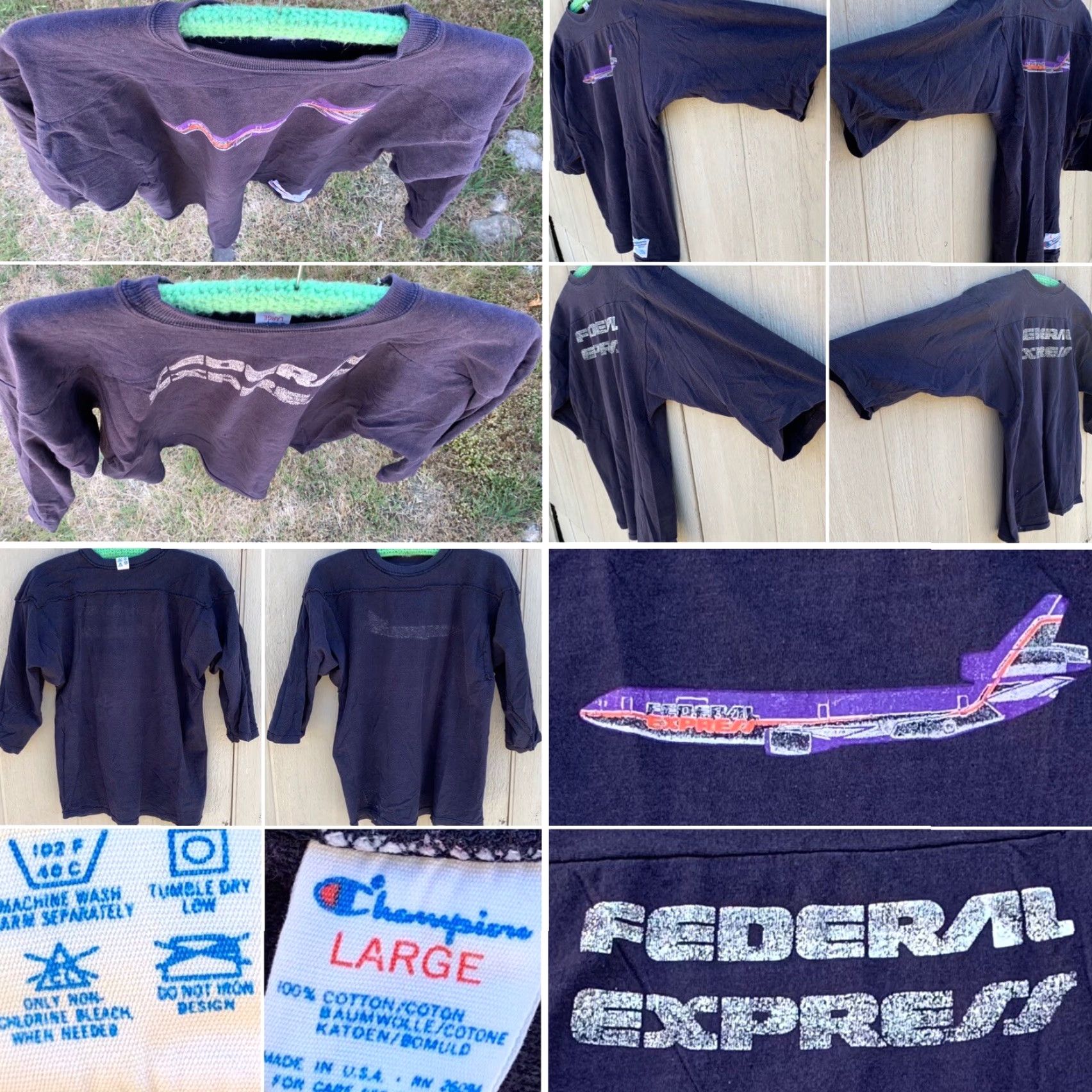 Champion VINTAGE Champion T-Shirt Jersey Style Federal Express Airplane Graphics Blue L Mens Adults Size L Size US L / EU 52-54 / 3 - 6 Thumbnail