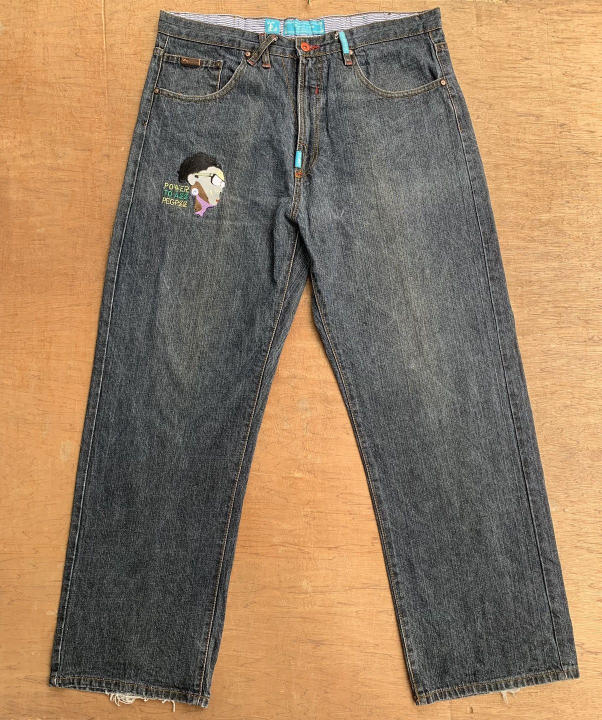 Vintage L.R.G Hip Hop Make Jeans Not War Baggy Denim Pants Size US 38 / EU 54 - 6 Thumbnail