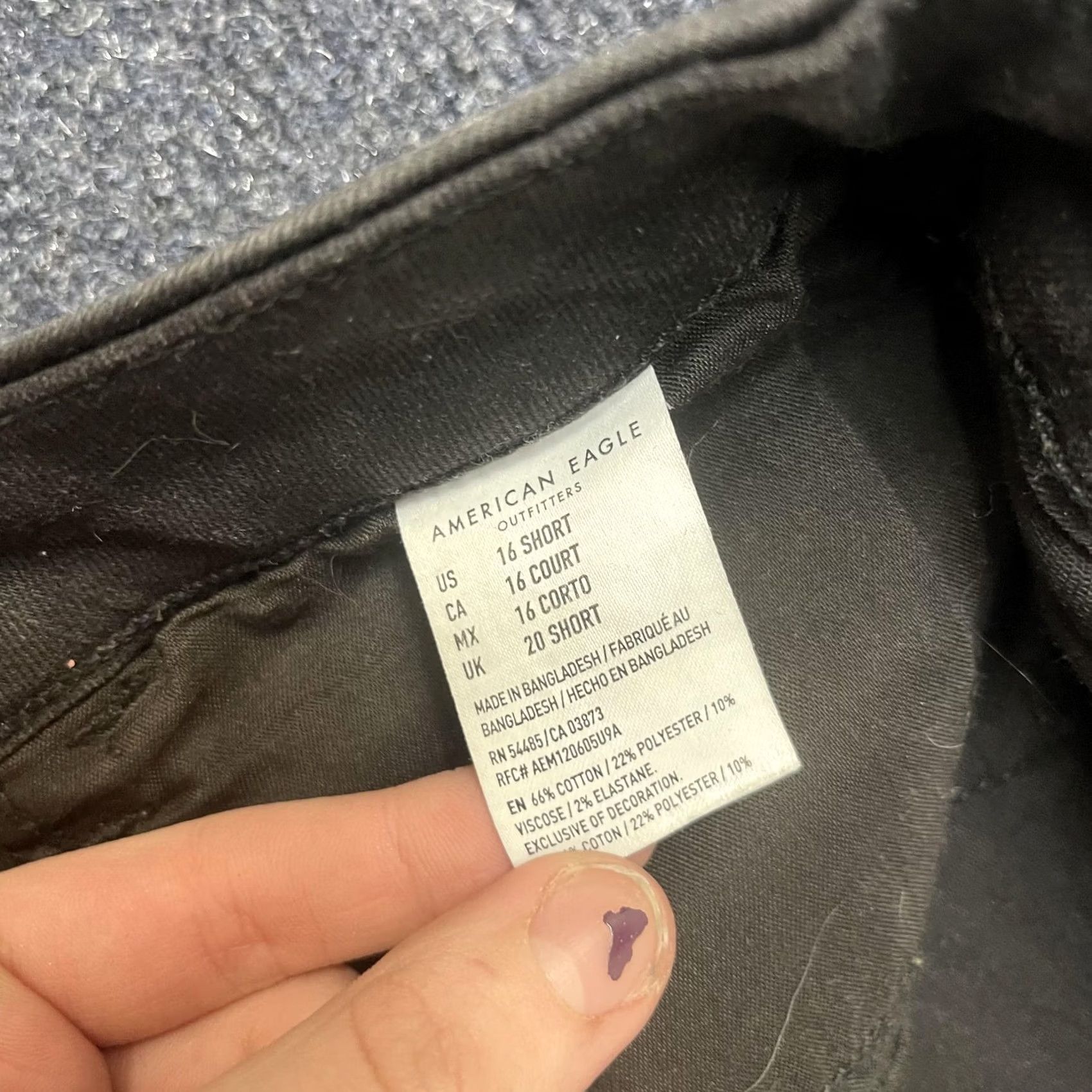 American Eagle Outfitters VINTAGE? No. American Eagle Next Level Stretch Jeans Womens 16 Short Black Skinny Distressed Size 38" / US 16 / IT 52 - 4 Thumbnail