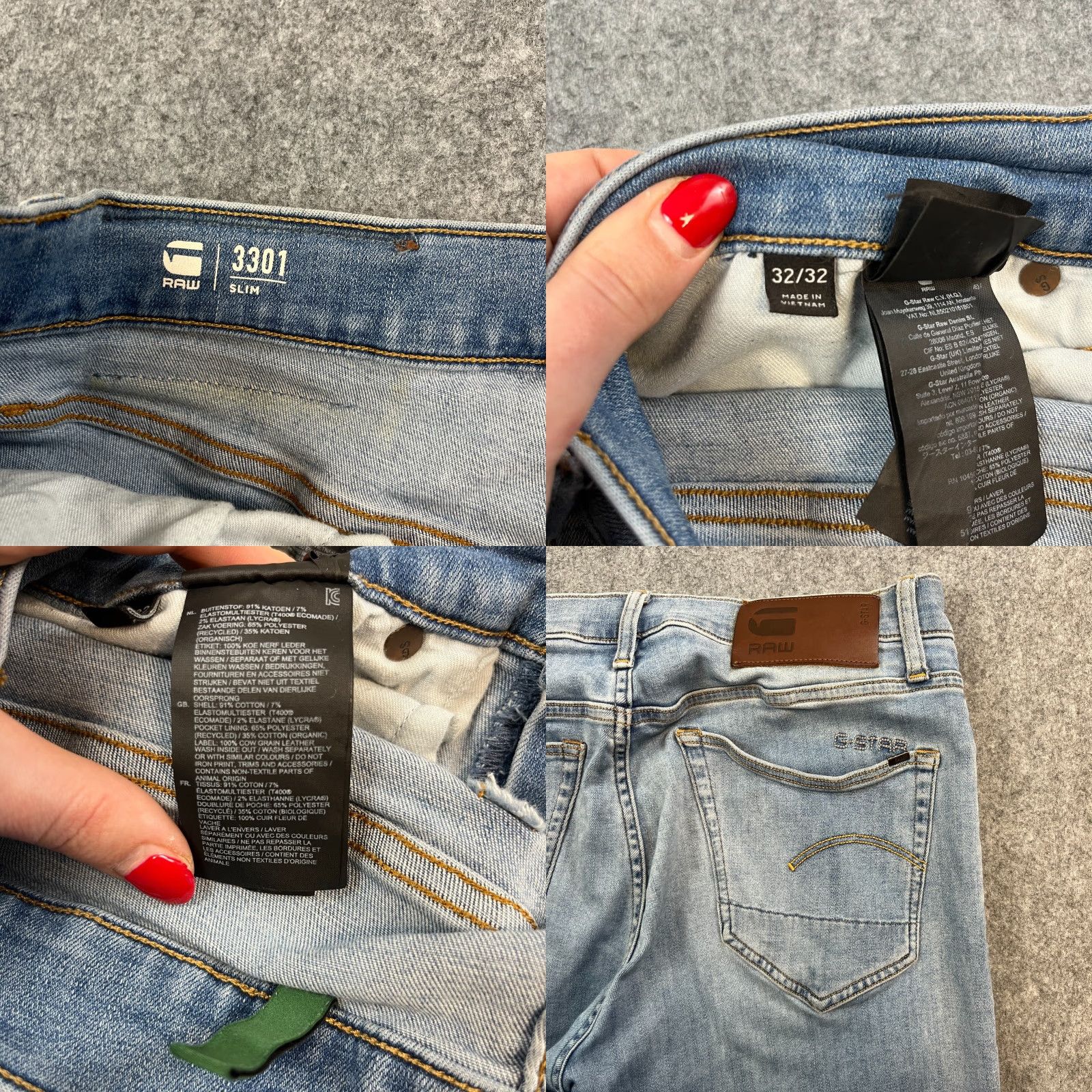 G-Star G-Star Jeans Slim Skinny 32 32 Light Blue Wash Denim 5-Pocket Model 3301 Mens Size US 32 / EU 48 - 8 Thumbnail