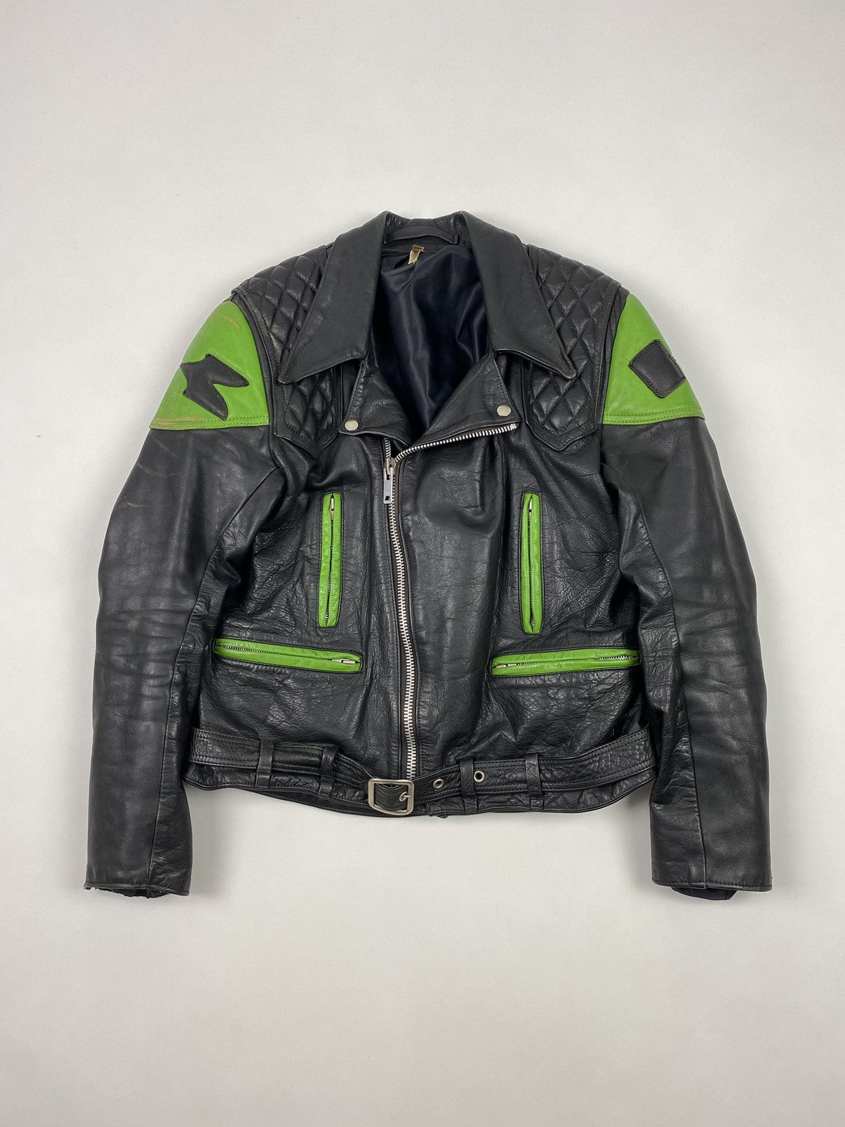Vintage 1970s Vintage Distressed Kawasaki Heavy Leather Biker Jacket Size US M / EU 48-50 / 2 - 1 Thumbnail