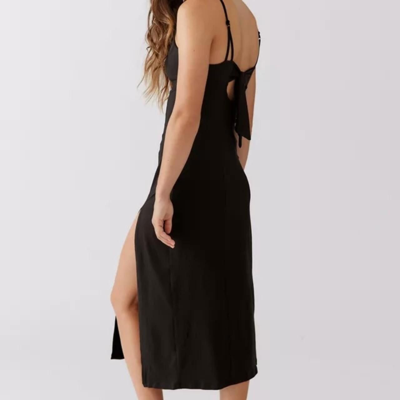 Urban Outfitters black midi slip dress with bow🖤 Size S / US 4 / IT 40 - 5 Thumbnail