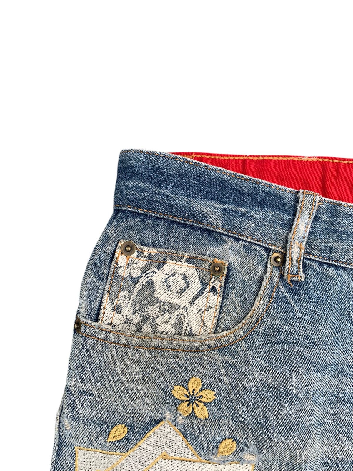Kapital FUGUTAITEN GEISHA EMBROIDERY LIKE KARAKURI JORTS STYLE DENIM Size US 38 / EU 54 - 11 Thumbnail