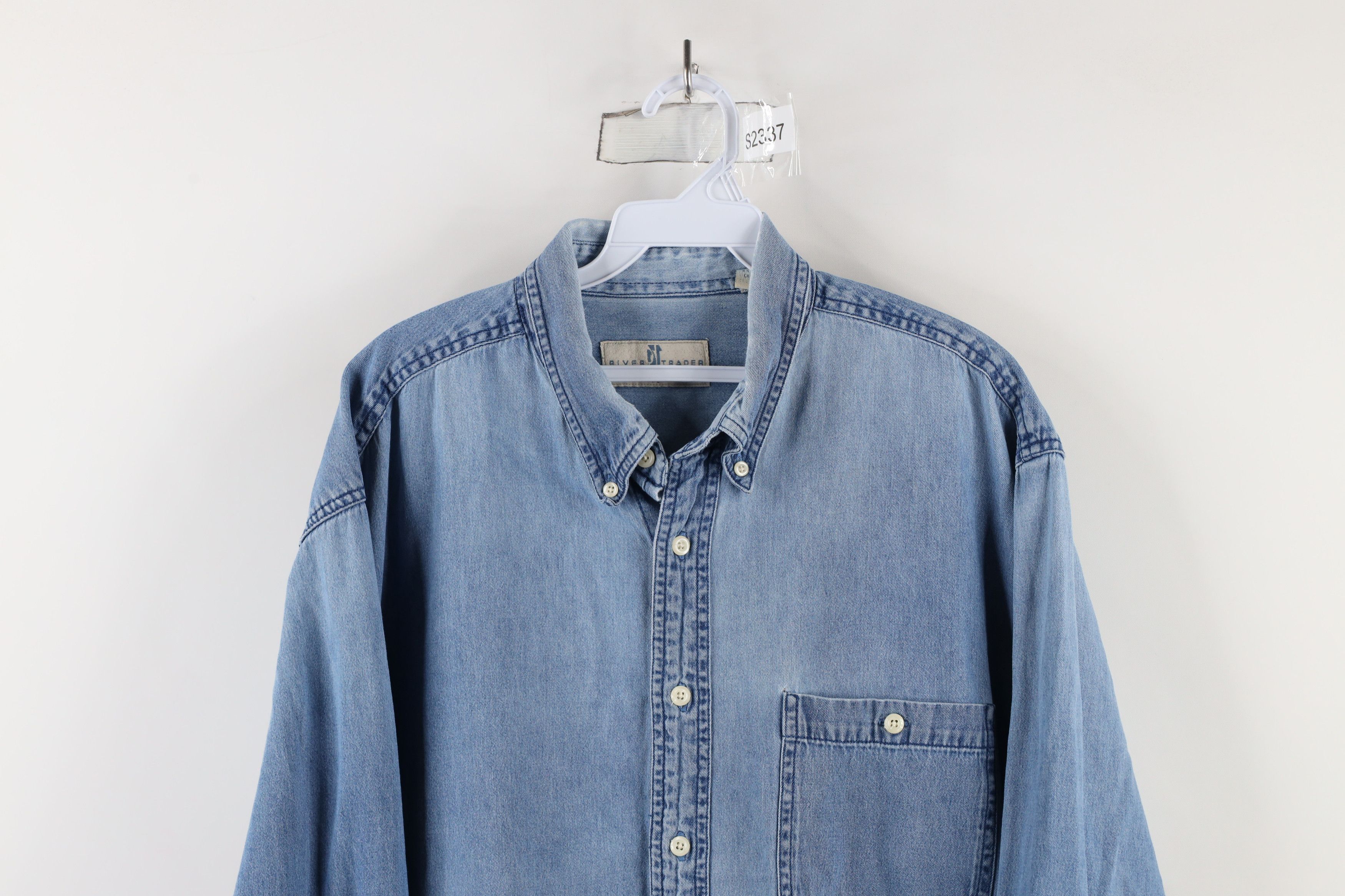 Vintage Vintage 90s Streetwear Denim Jean Button Down Shirt Blue Size US XL / EU 56 / 4 - 2 Thumbnail