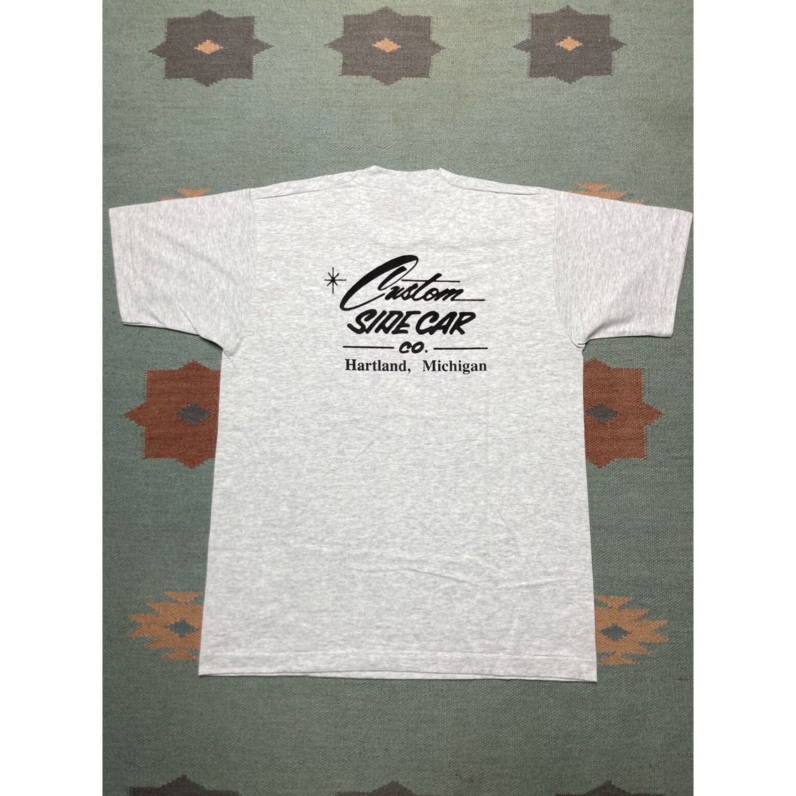 Vintage VINTAGE 90s T SHIRT RIDE BY SIDE SIDECAR MOTORCYCLE SHOP MICHIGAN NOS NEW Large Mens Gray Screen Stars Size US L / EU 52-54 / 3 - 7 Thumbnail