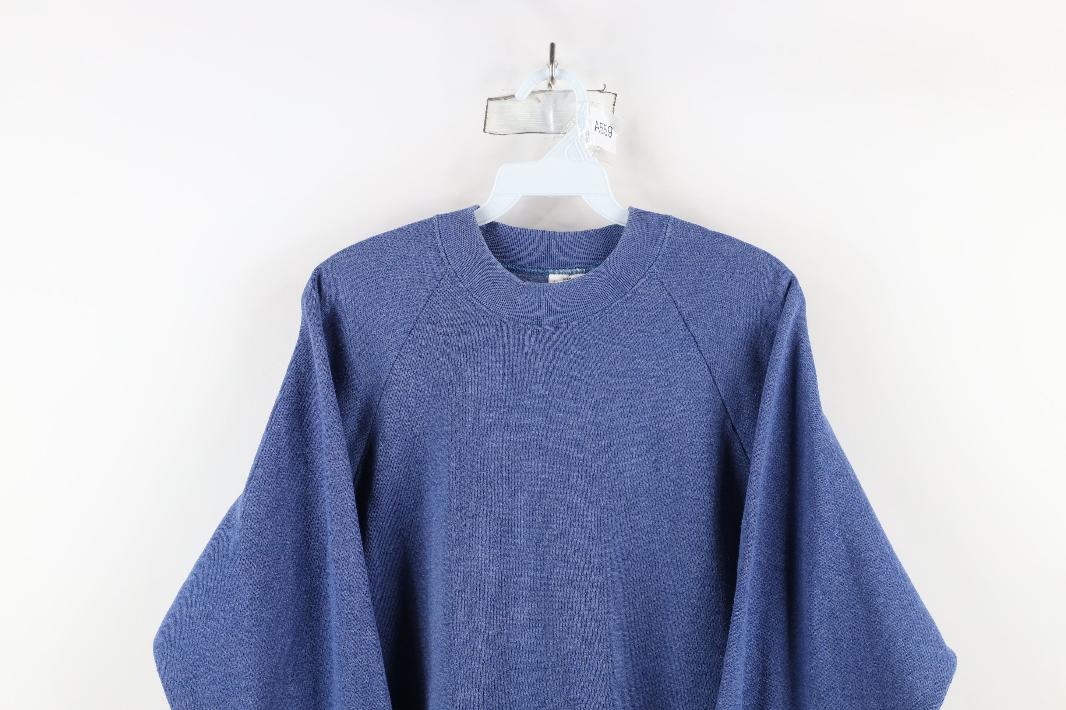 Vintage Vintage 90s Streetwear Crewneck Sweatshirt Heather Blue USA Size US L / EU 52-54 / 3 - 2 Thumbnail
