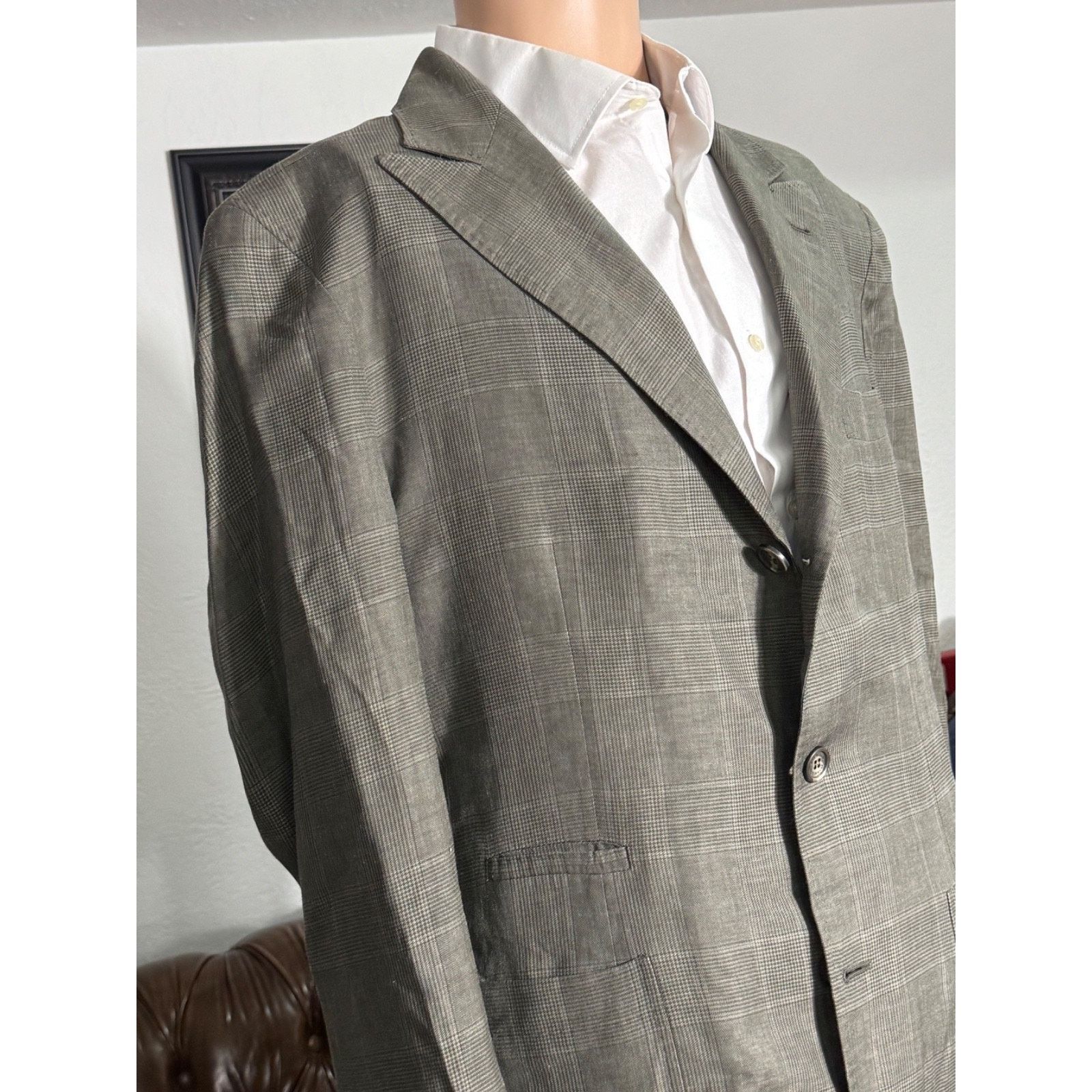 Brunello Cucinelli Brunello Cucinelli Peak lapel Prince of Wales Blazer 54/44 Size 44R - 6 Thumbnail