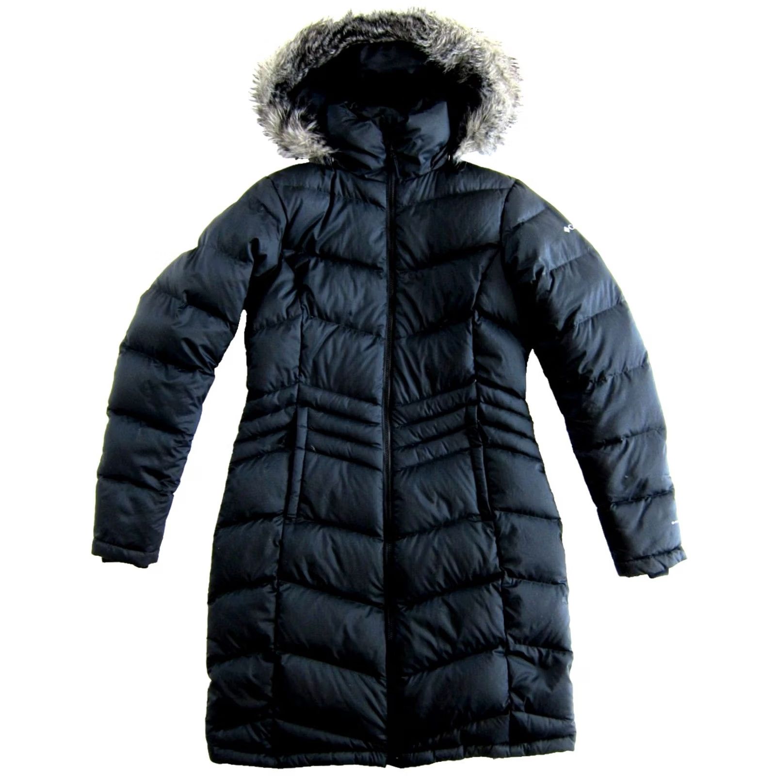Vintage Columbia Parka Coat Women XS Down Hooded Faux Fur Black 650 Omni-Heat Lightweight Long Coat Size XS / US 0-2 / IT 36-38 - 2 Thumbnail