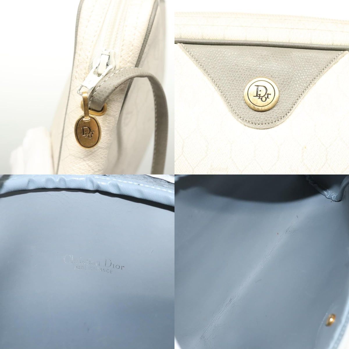 Dior DIOR Honeycomb Canvas Shoulder Bag Pvc White Gold Size ONE SIZE - 11 Thumbnail