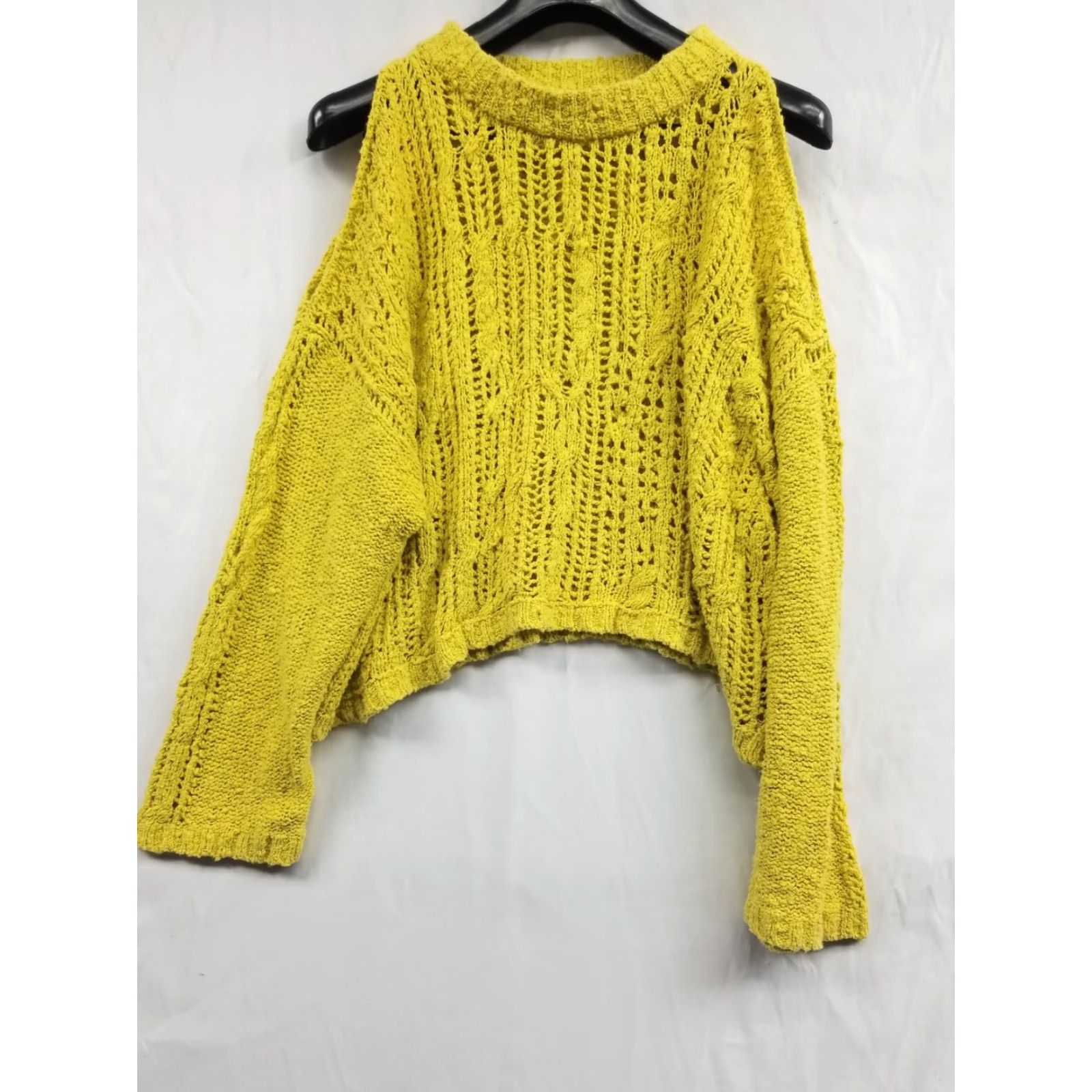 Free People Free People Sweater Open Shoulder Long Sleeve Yellow XS Knitted Pullover Women Open Knit style Open Sleeve|XS|Yellow Size XS / US 0-2 / IT 36-38 - 2 Thumbnail