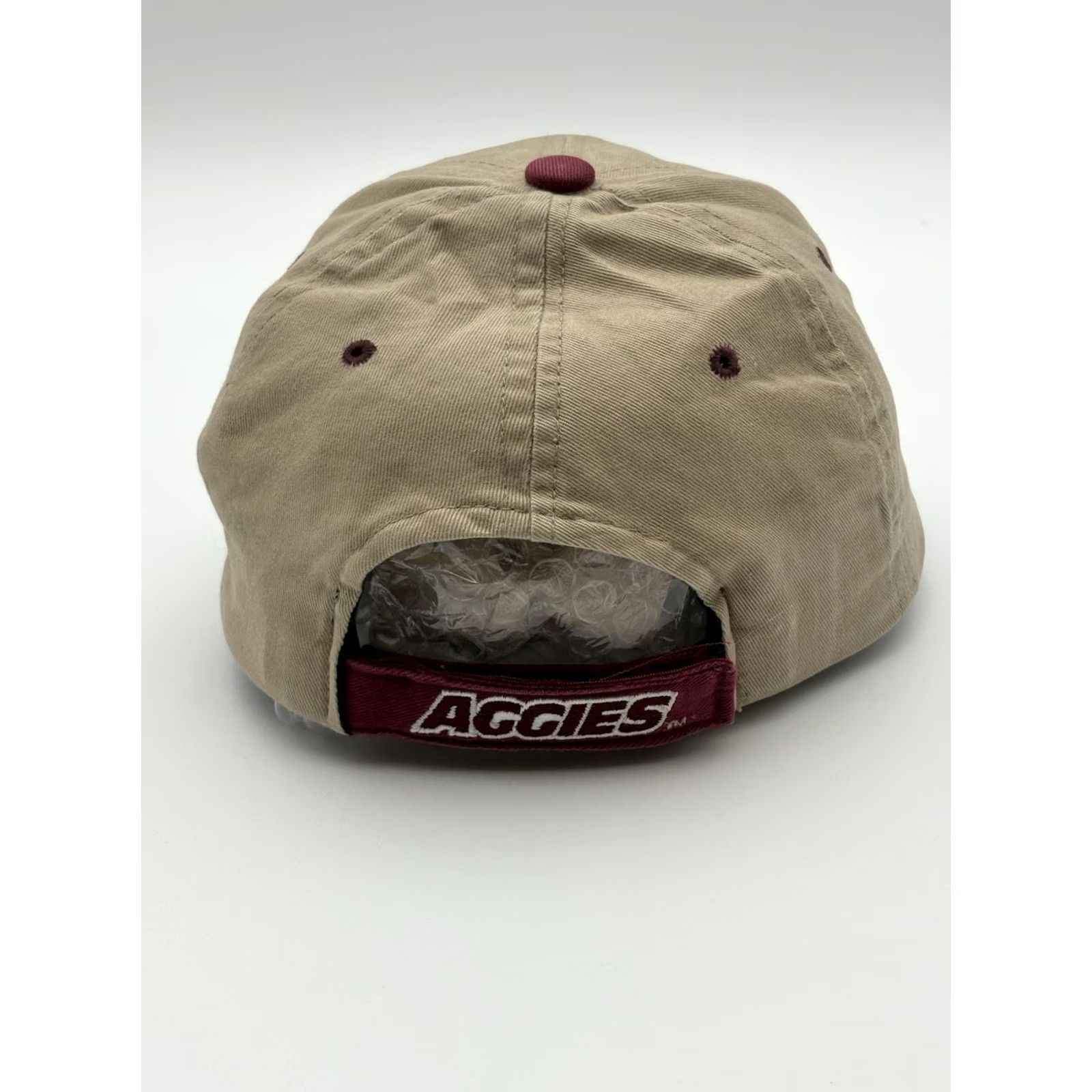 Vintage VINTAGE Texas AM A&M Aggies Hat Beige / Tan Strap Back Cap One Size Fits All Men Snapback 90s Adjustable Lightweight Size ONE SIZE - 3 Thumbnail