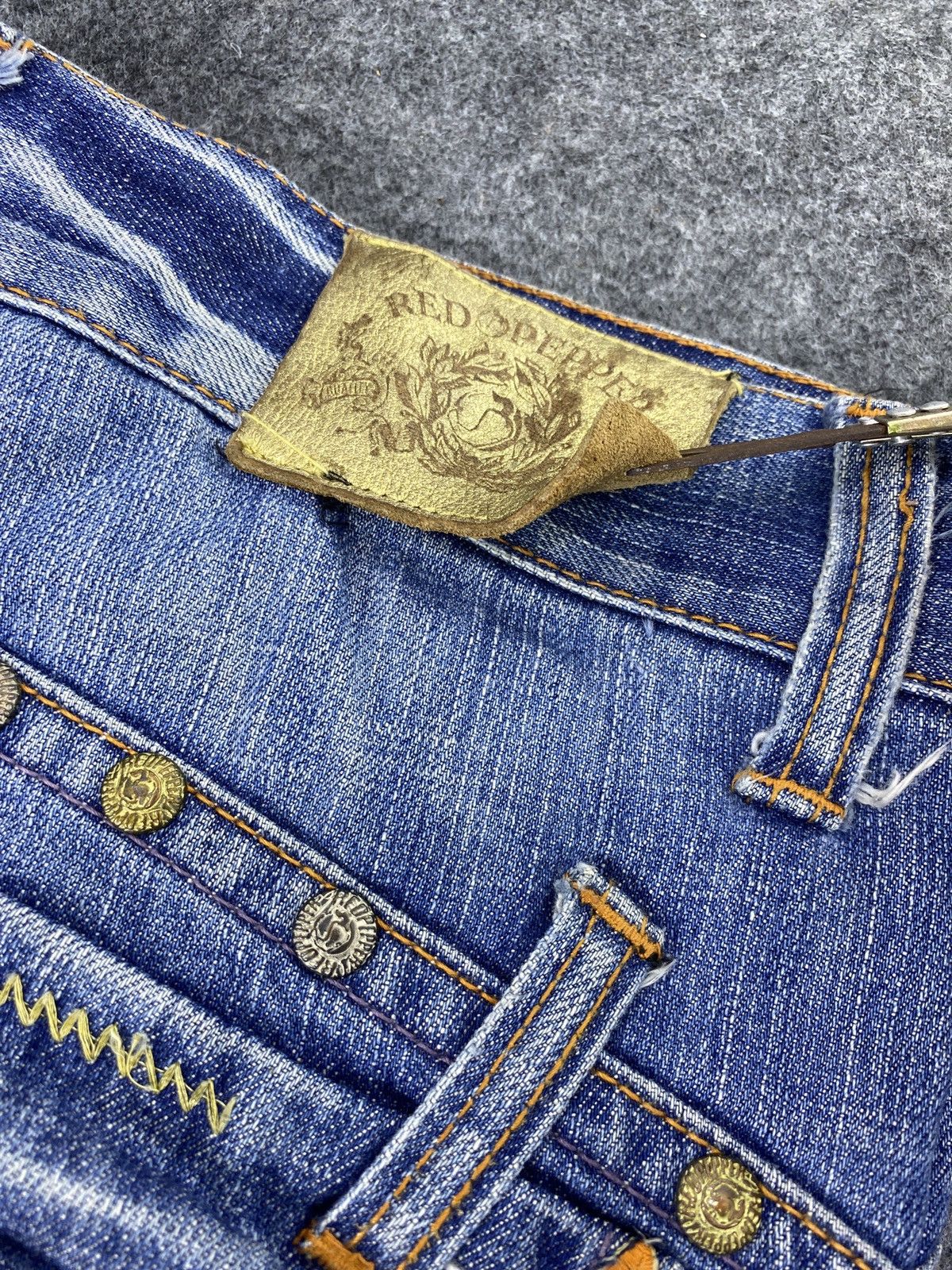 Japanese Brand Red Pepper Distress Blue Wash Denim - J971 Size US 37 - 15 Thumbnail