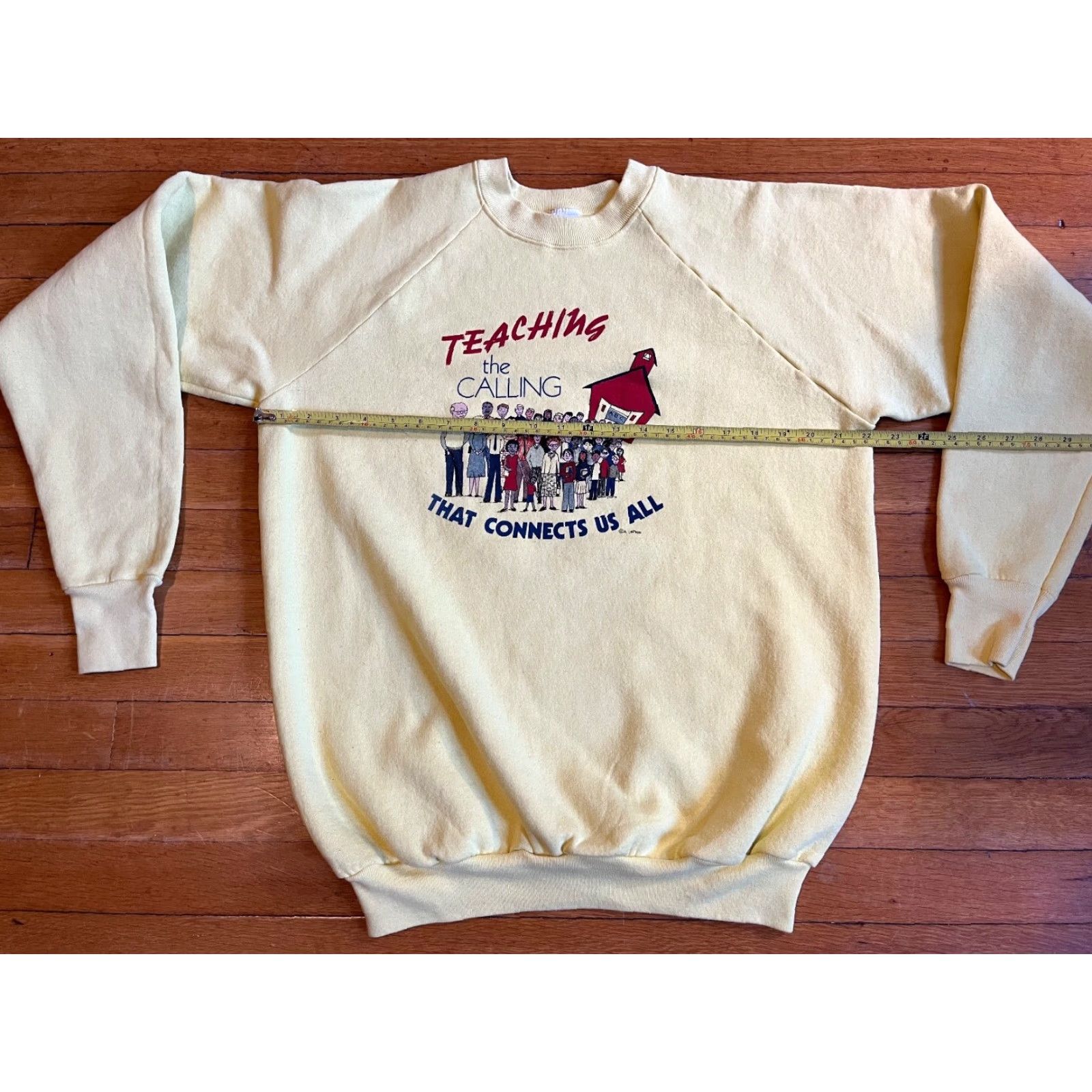 Fruit Of The Loom VINTAGE Fruit of the Loom Sweatshirt Men XL Yellow 90s Logo Graphic Print University Teacher Quote Size US XL / EU 56 / 4 - 7 Thumbnail