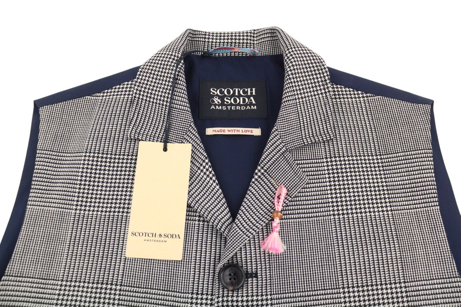Scotch & Soda M Houndstooth Notch Lapel Vest 88538 Size 38R - 4 Thumbnail