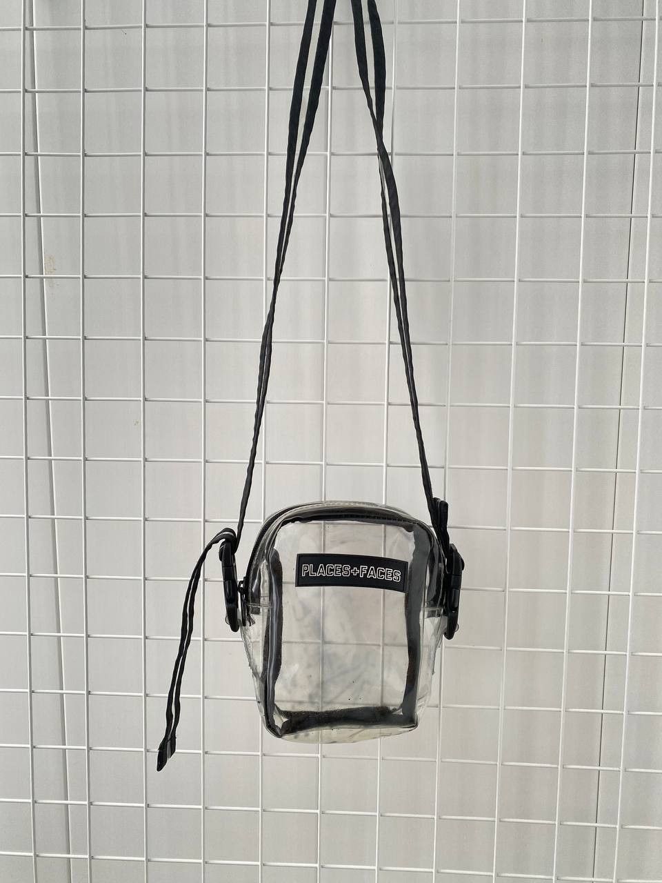 Places Faces Black PVC Clear Shoulder Bag Streetwear