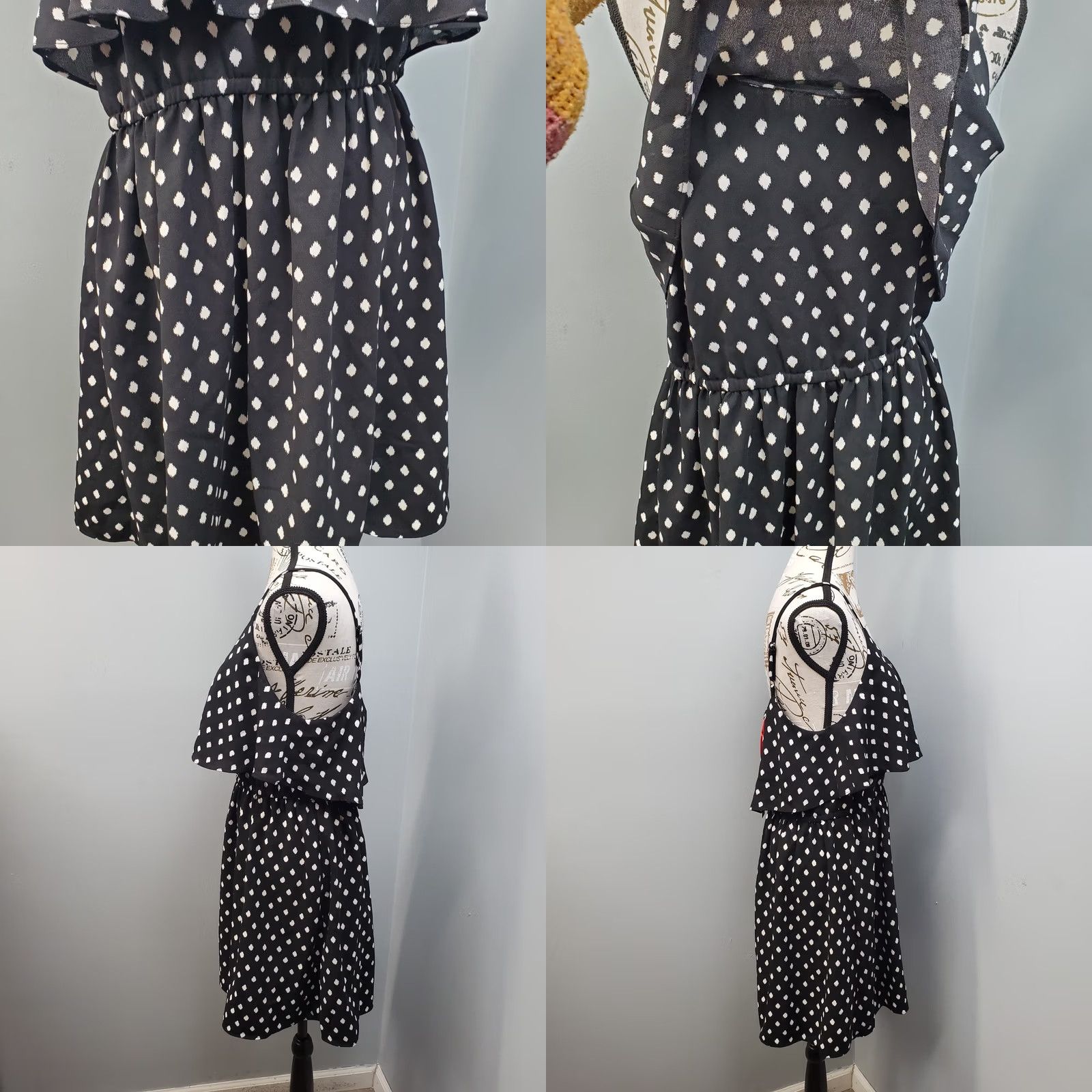 Vintage Nike Elle Sundress Womens M Dress Tribal Dot Tiered Cinch Waist Sleeveless Black White Midi Casual Party/Cocktail Womens Size M / US 6-8 / IT 42-44 - 8 Thumbnail