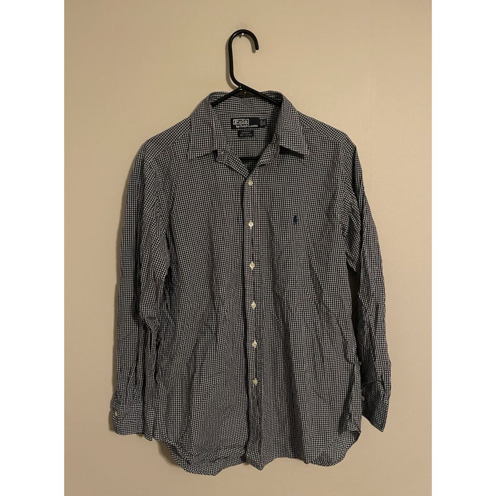 Polo Ralph Lauren Polo Ralph Lauren Andrew Dress Shirt Blue Gingham Button Long Sleeve Men's 15.5 Size 42R - 3 Thumbnail