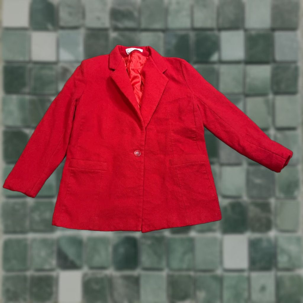 Vintage VINTAGE Dumas Jacket Womens M 36" Chest 100% Wool Red One Button Pockets VTG Size M / US 6-8 / IT 42-44 - 1 Thumbnail