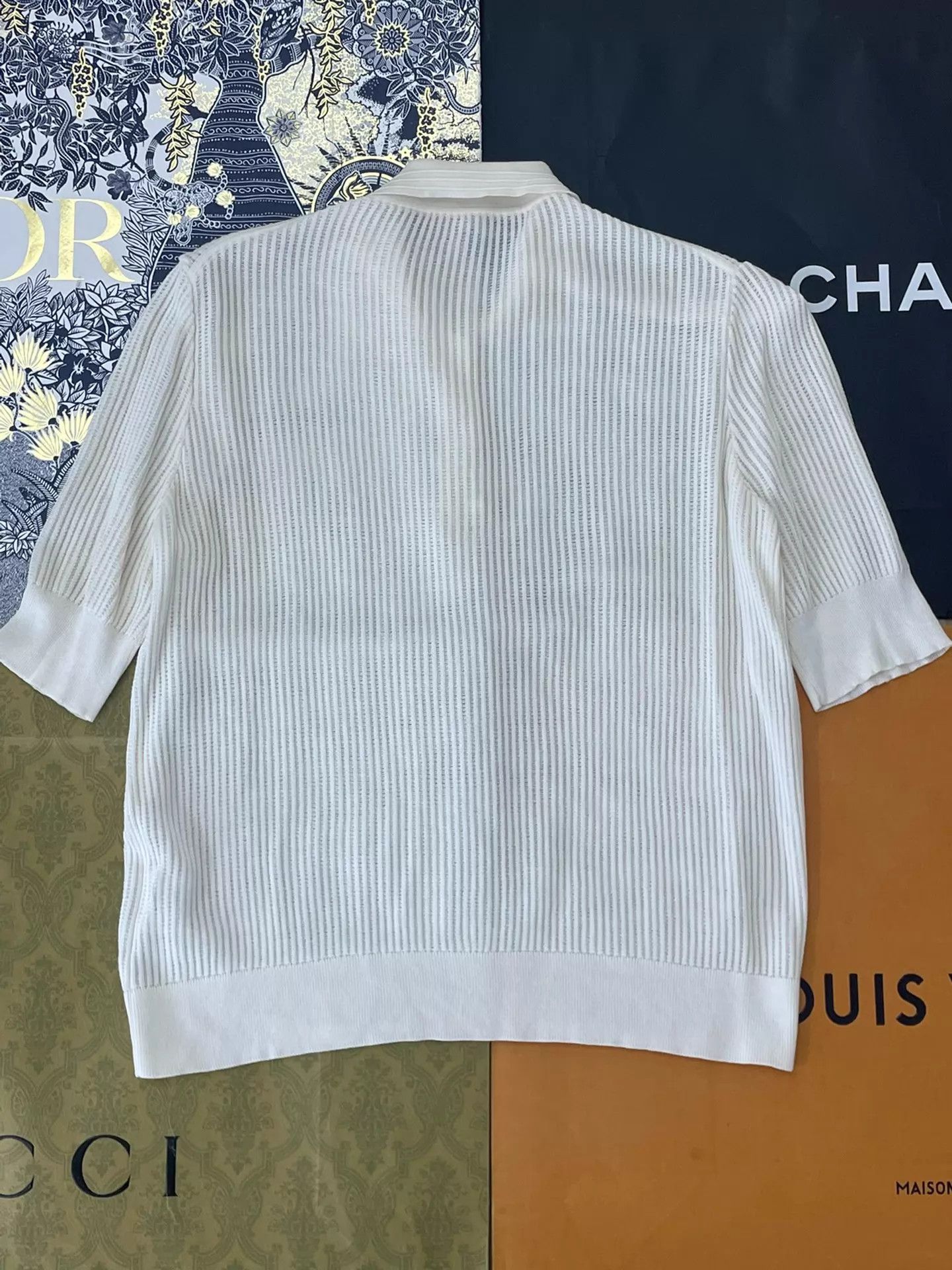 Loro Piana Loro Piana Cream Waffle Collar SS Top 40 Old Money Size S / US 4 / IT 40 - 3 Thumbnail