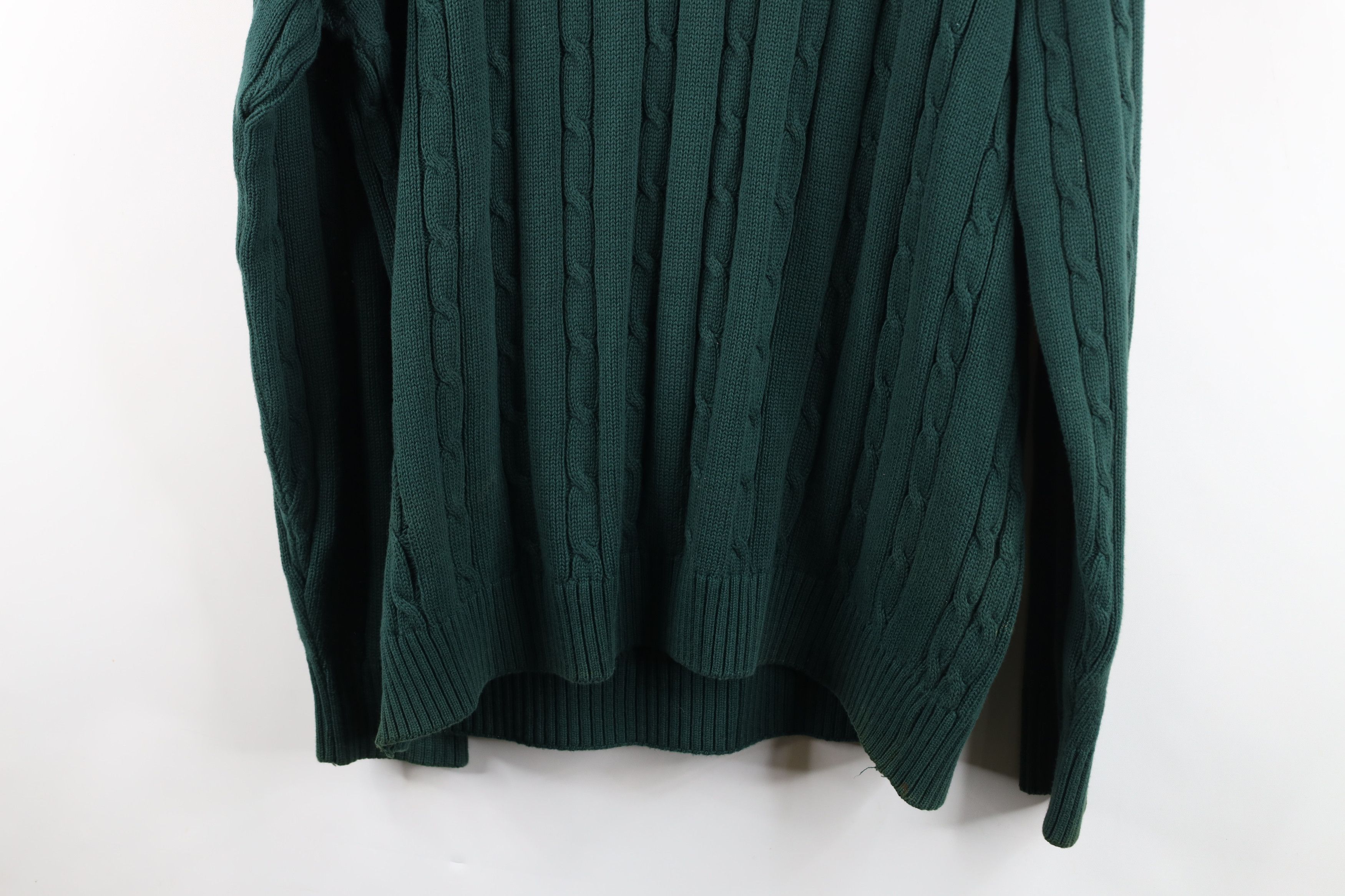Tommy Hilfiger Vintage 90s Tommy Hilfiger Chunky Cable Knit Sweater Green Size US XL / EU 56 / 4 - 14 Thumbnail