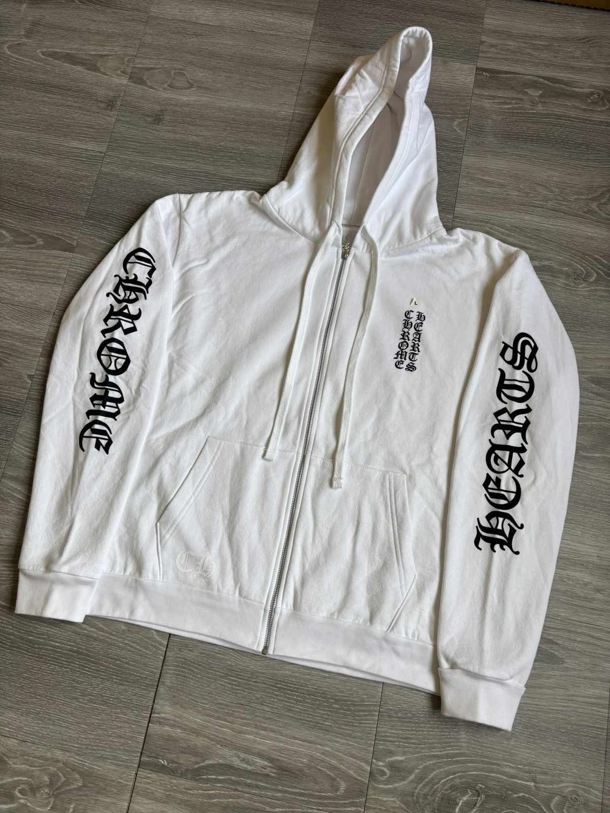 Chrome Hearts Chrome Hearts White Vertical Logo Zipup Hoodie Size US L / EU 52-54 / 3 - 3 Thumbnail