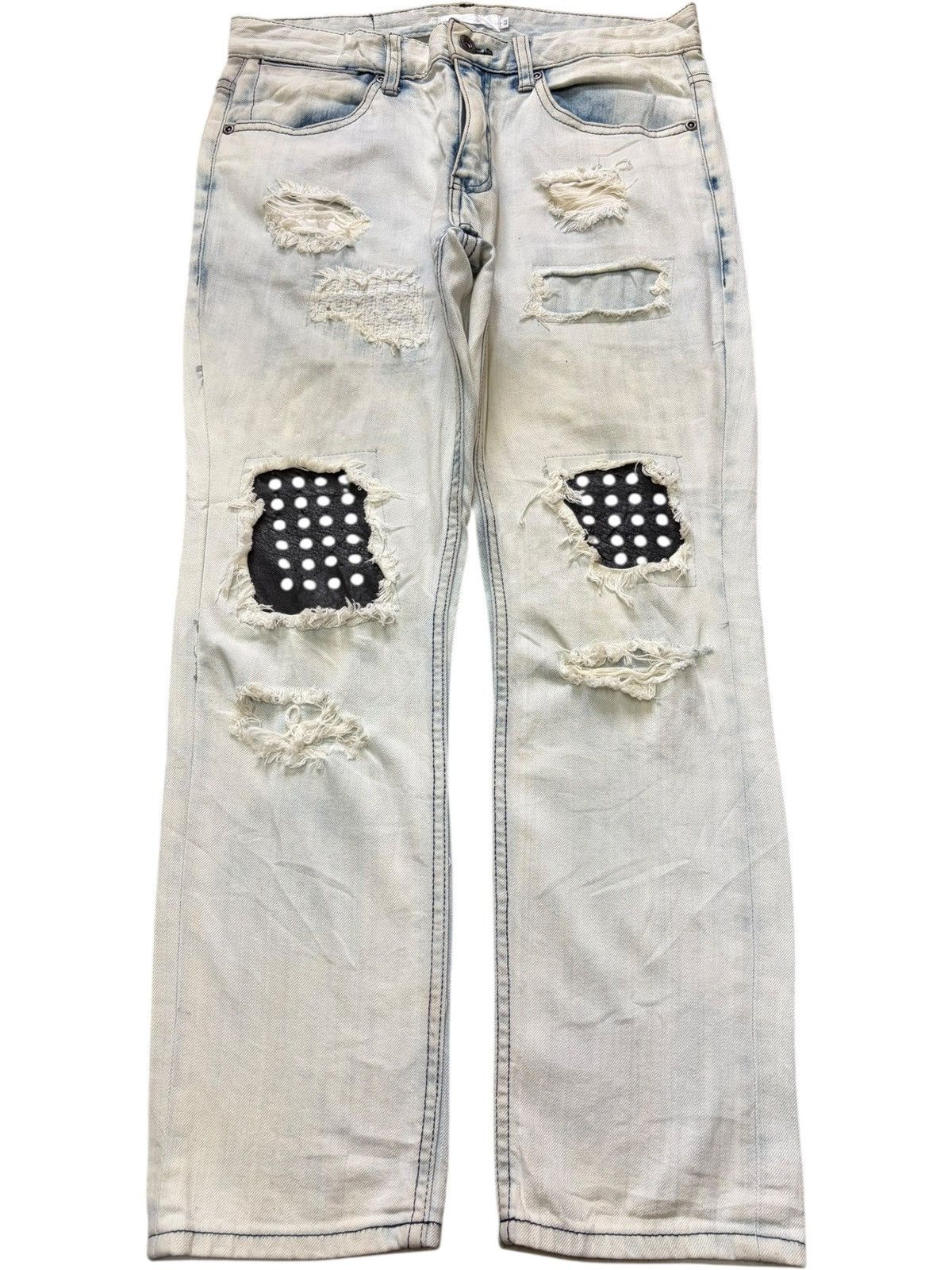 Ksubi Vintage Japanese Brand Studded Patch Distress Jeans Size 30" / US 8 / IT 44 - 1 Thumbnail