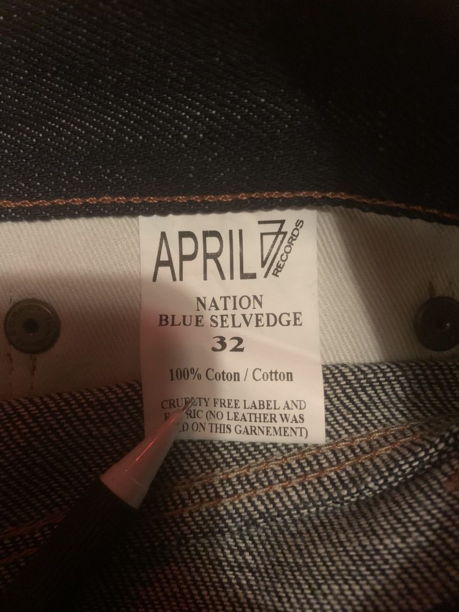 April 77 “RARE” selvedge jeans model Nation 35/34 Size US 35 - 10 Thumbnail