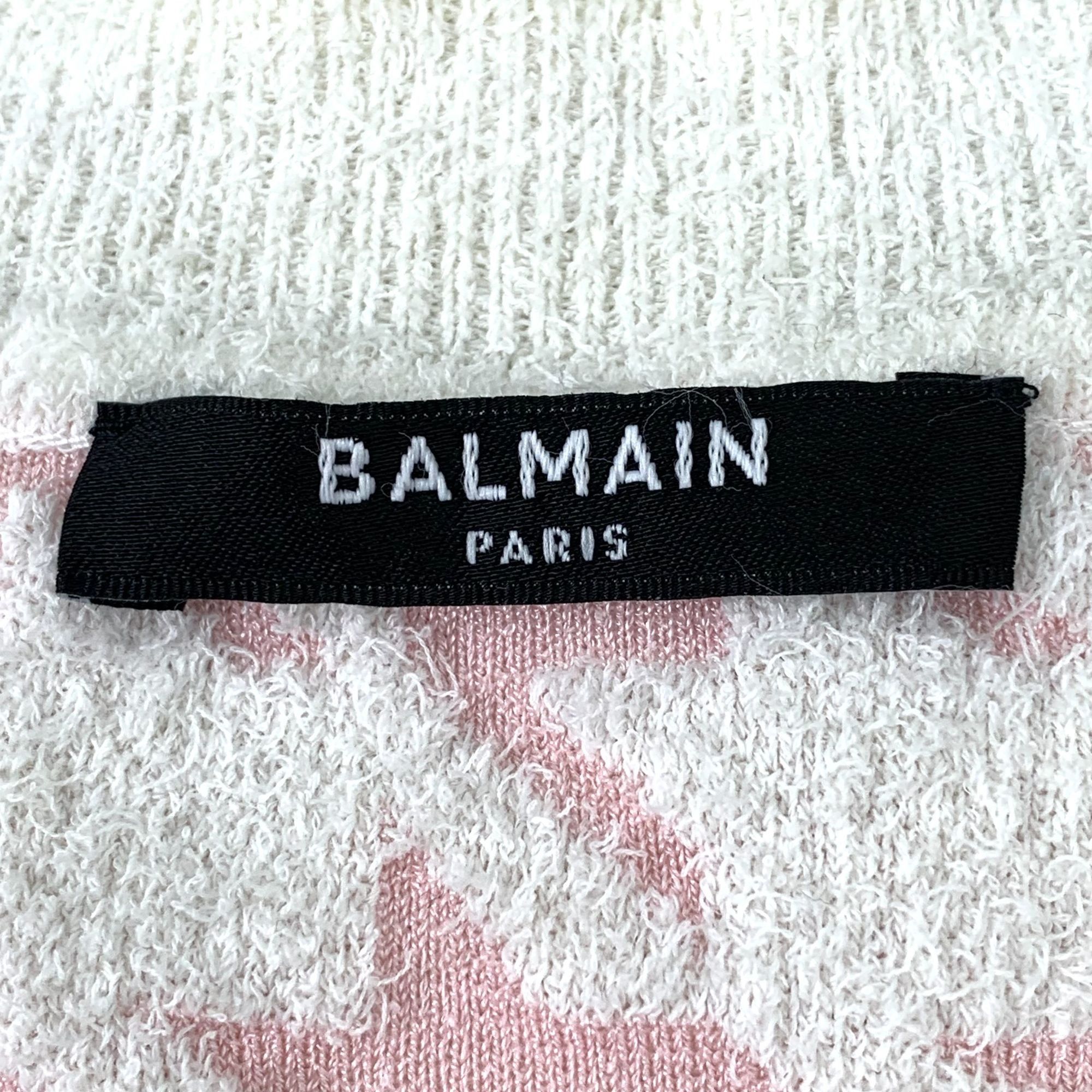 Balmain Balmain Paris Pink Houndstooth Knit Short Sleeve Cardigan Wi Size XS / US 0-2 / IT 36-38 - 2 Thumbnail