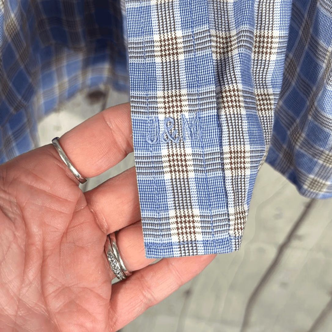 Johnston & Murphy Johnston & Murphy Plaid Button-Down Shirt XL Cotton Blue Multicolor Men Regular Long Sleeve Size US XL / EU 56 / 4 - 3 Thumbnail