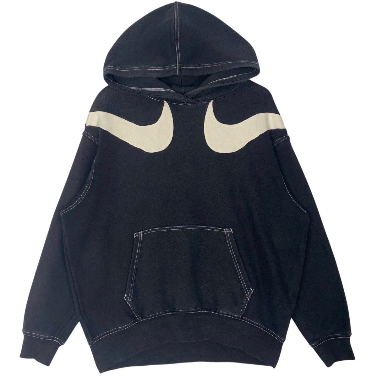Vintage Vintage Nike Hoodie Sweater Big Logo Black Pullover Size L Size US L / EU 52-54 / 3 - 1 Thumbnail