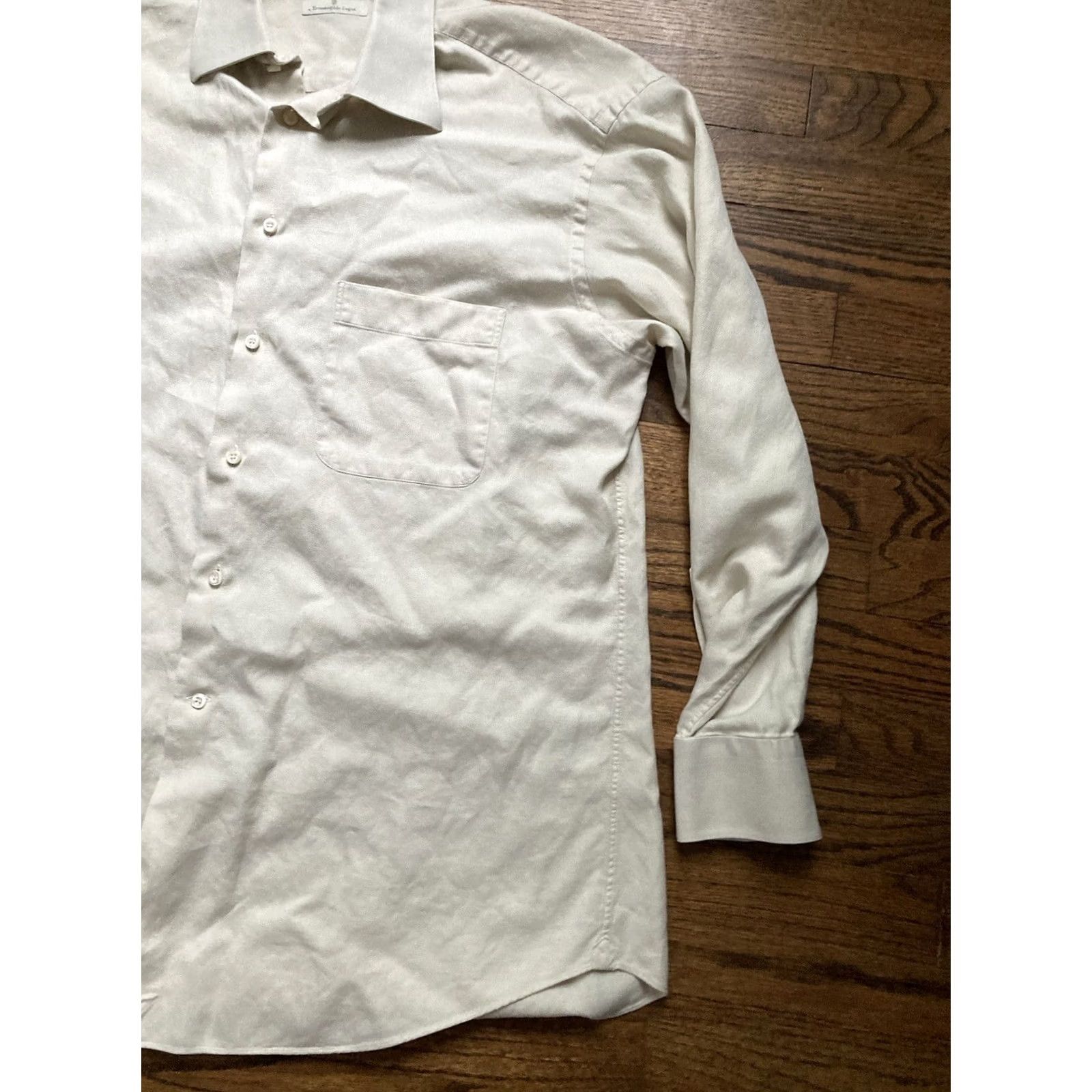 Ermenegildo Zegna Ermenegildo Zegna Shirt Mens Large Beige Long Sleeve Button Up 41/16 Casual Size US L / EU 52-54 / 3 - 3 Thumbnail