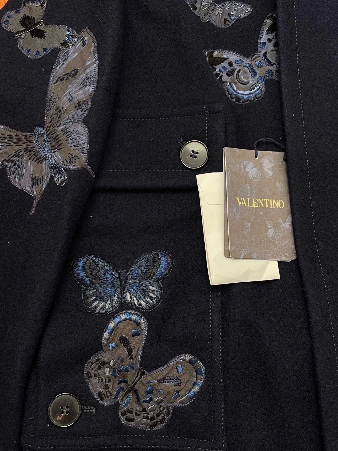 Valentino Valentino NWT Blue Butterfly Embroidered Wool Coat 46 Size US S / EU 44-46 / 1 - 4 Thumbnail