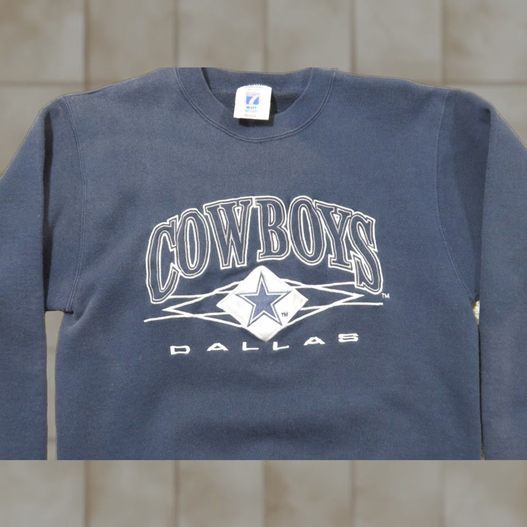 Logo 7 VINTAGE Logo 7 Dallas Cowboys Navy Graphic Sweatshirt M Men Crew Neck Long Sleeve Pullover Cotton Blue Graphic Print Size US M / EU 48-50 / 2 - 1 Thumbnail